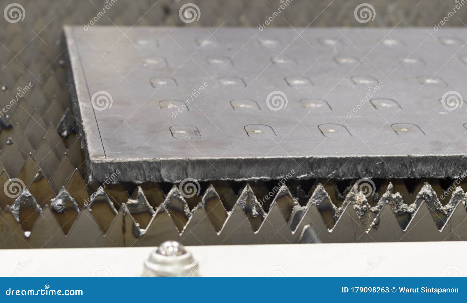 After Laser Cut Steel Plate on Machine Stock Image - Image of factory