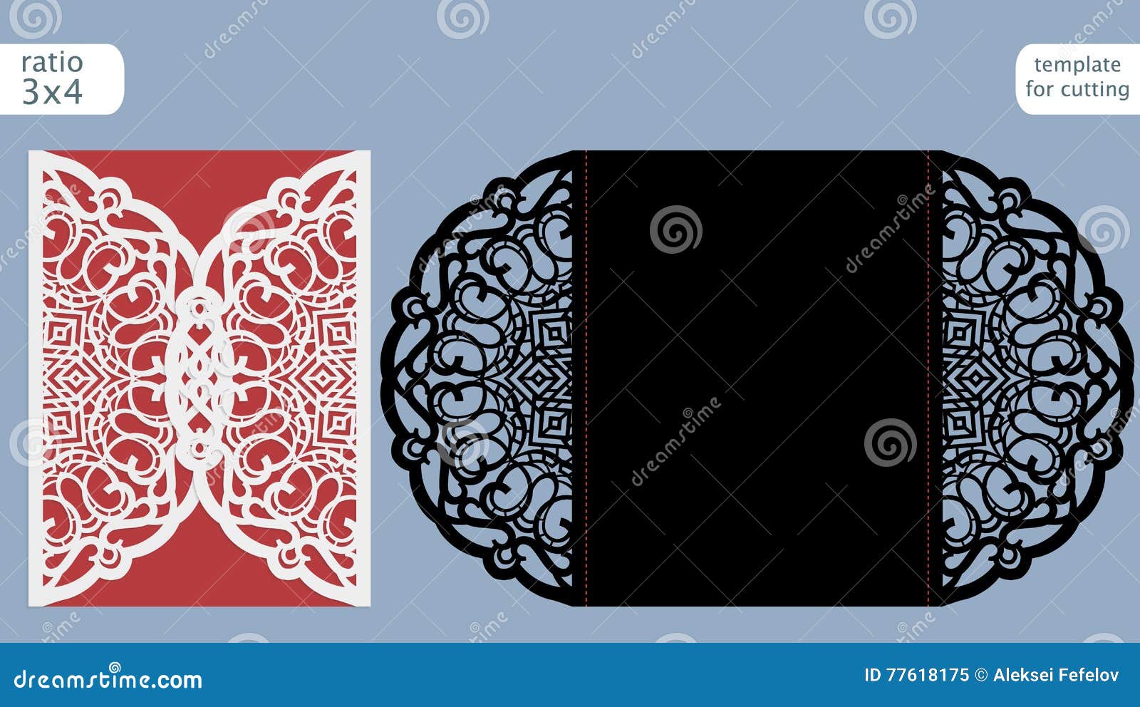 laser cut wedding invitation card template. cut out the