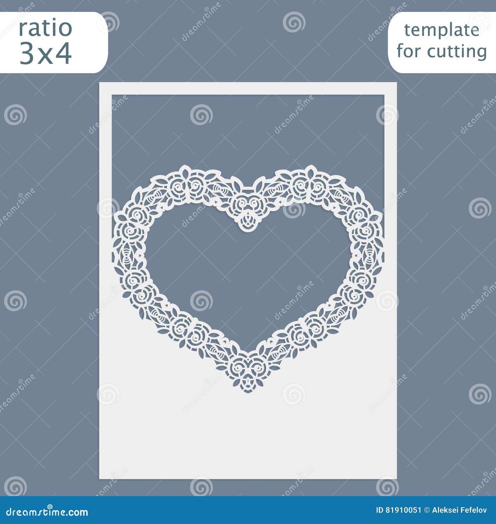 laser cut wedding invitation card template. cut out the
