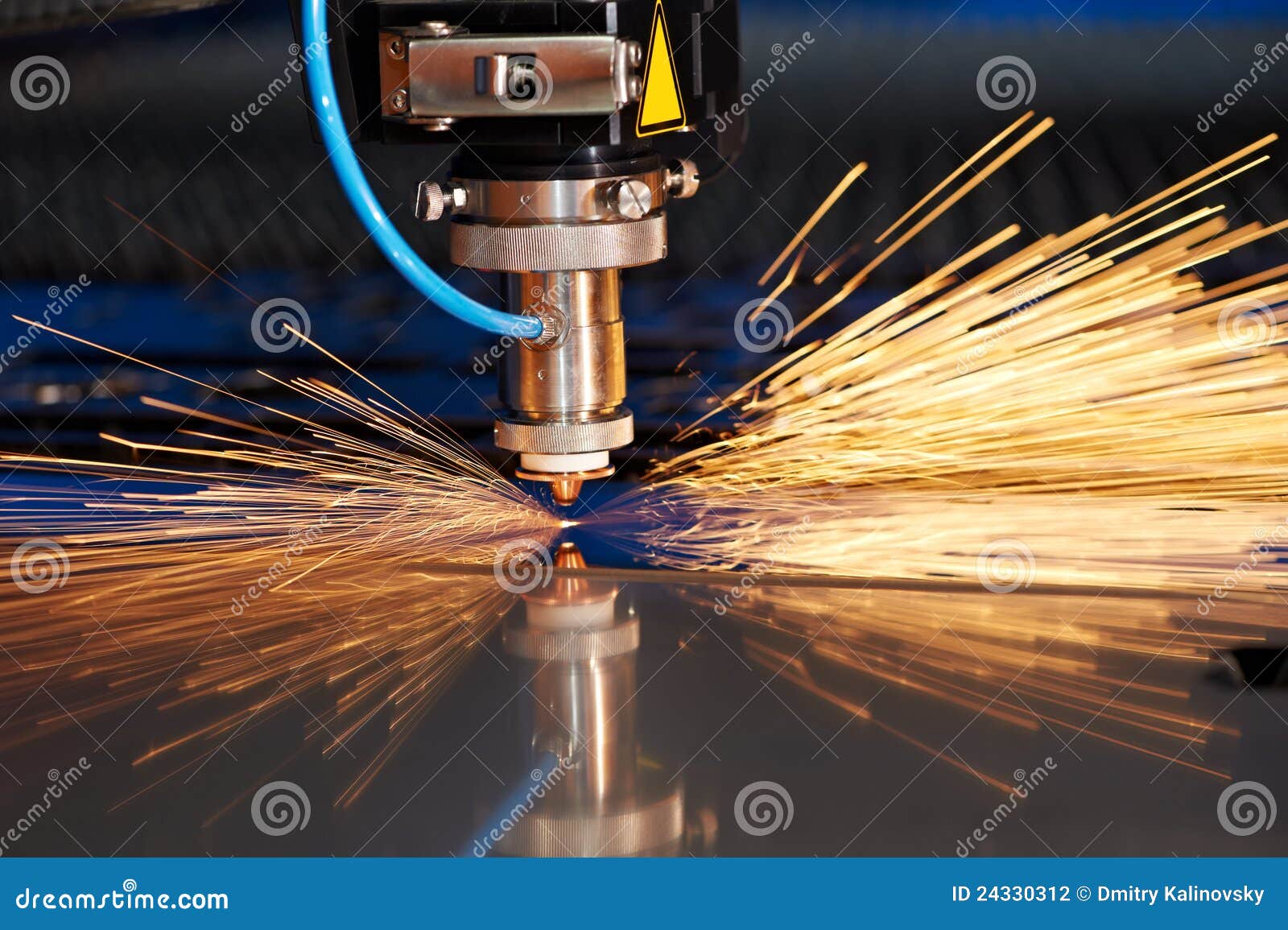 laser cutting of metal sheet with sparks