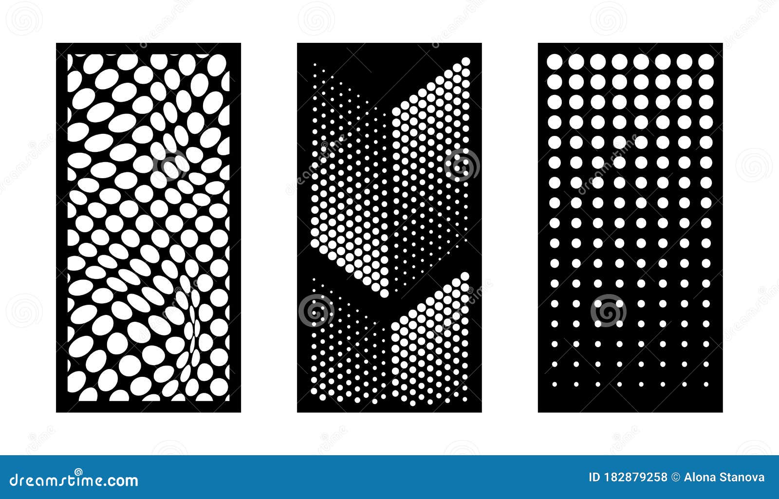 laser cutting modern abstract dotted decorative  panels set. privacy fence, indoor and outdoor panel, cnc decor