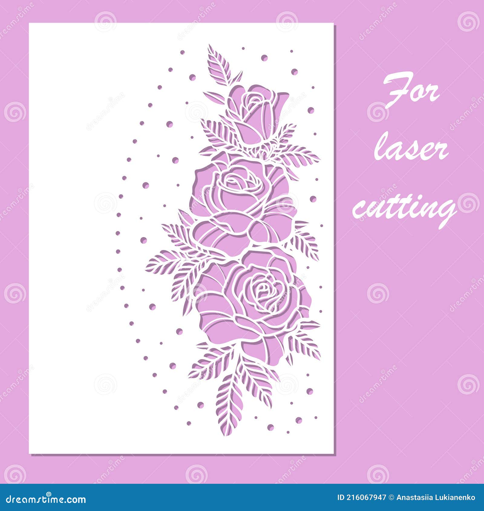 laser cutting template. openwork card with roses. 
