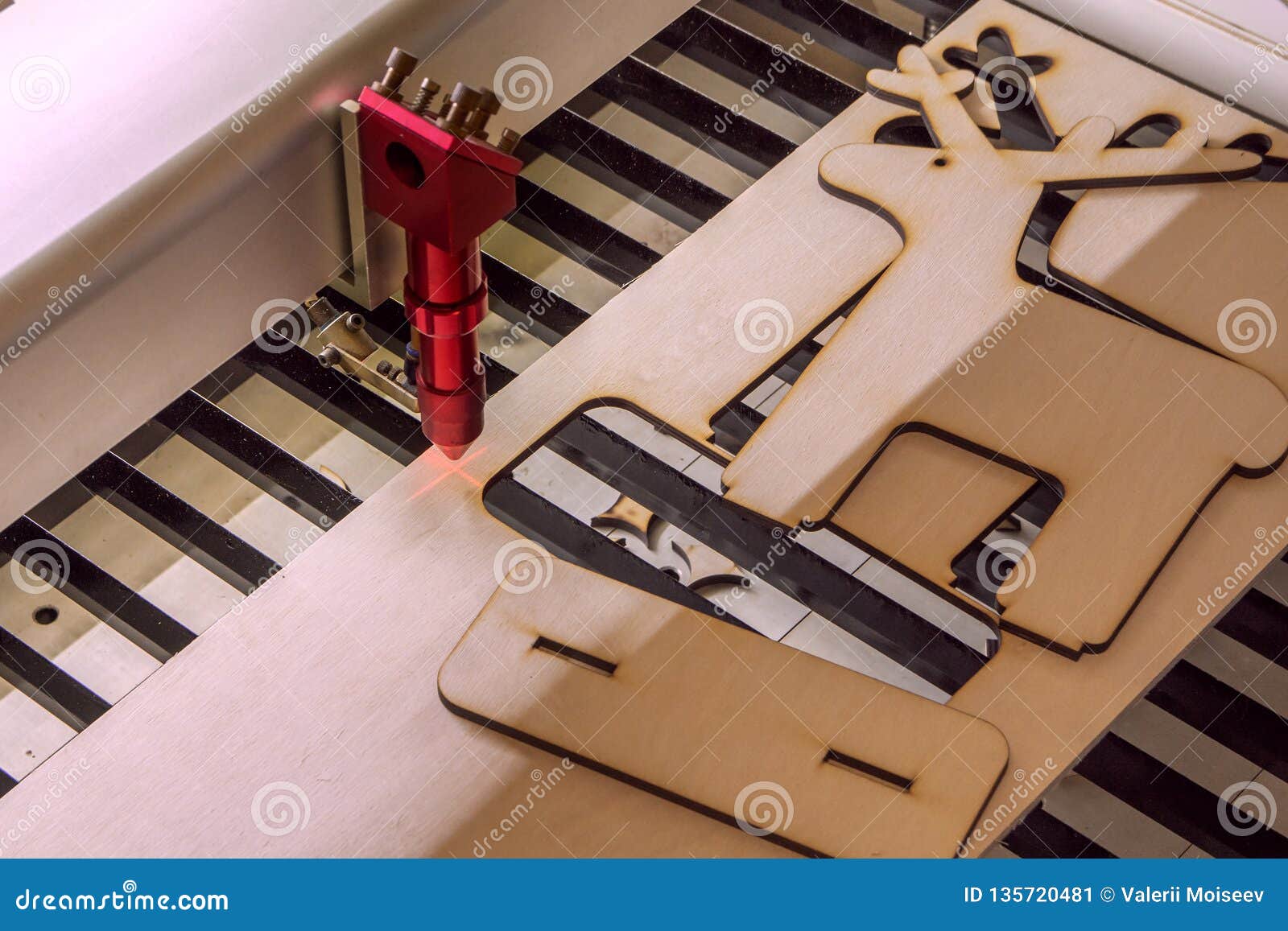 Laser Engraver Working and Engraving Wooden Board Stock Image Image