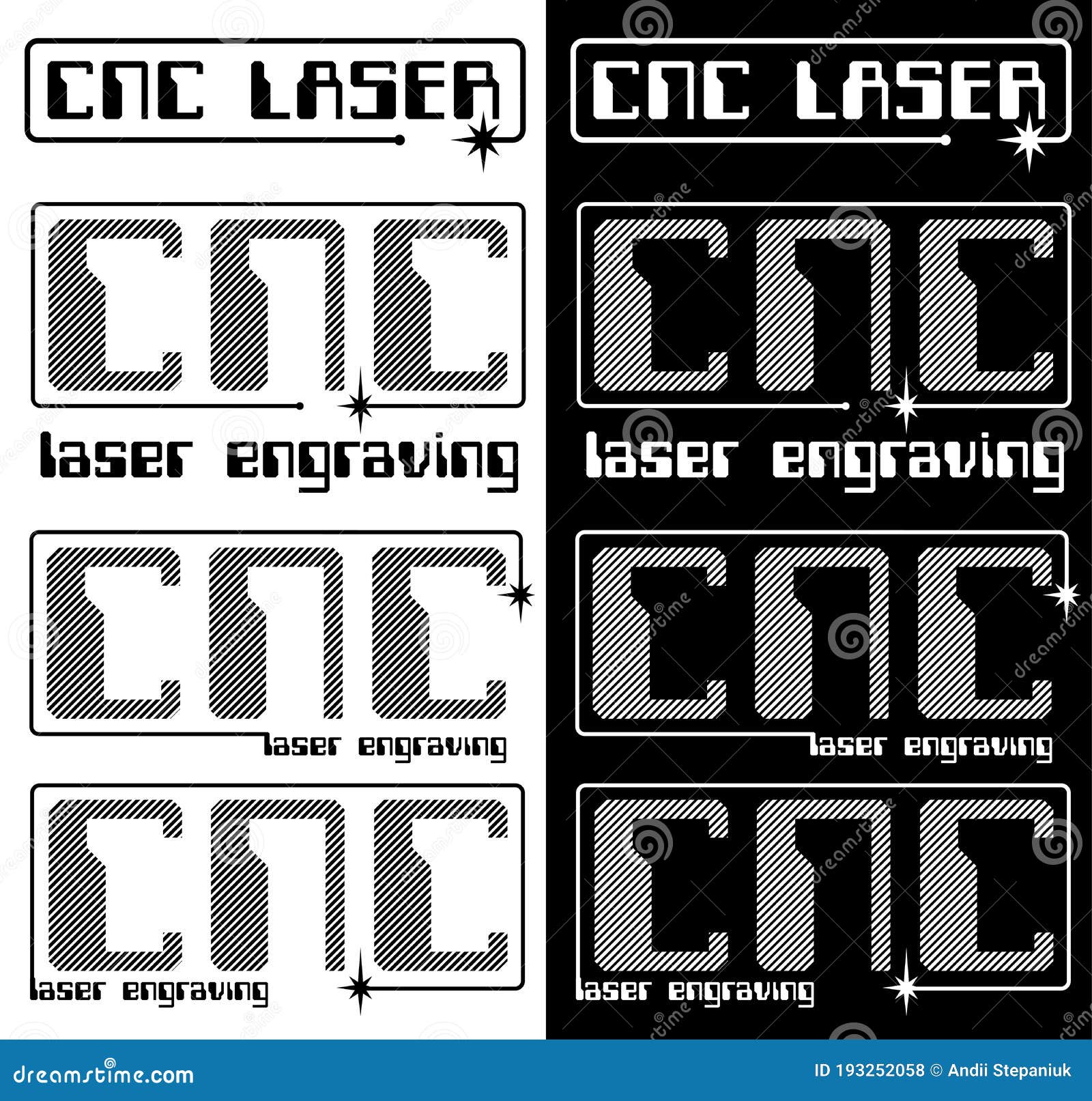 Laser Engraving and Laser Cutting Logos Stock Vector Illustration of machine, symbol 193252058