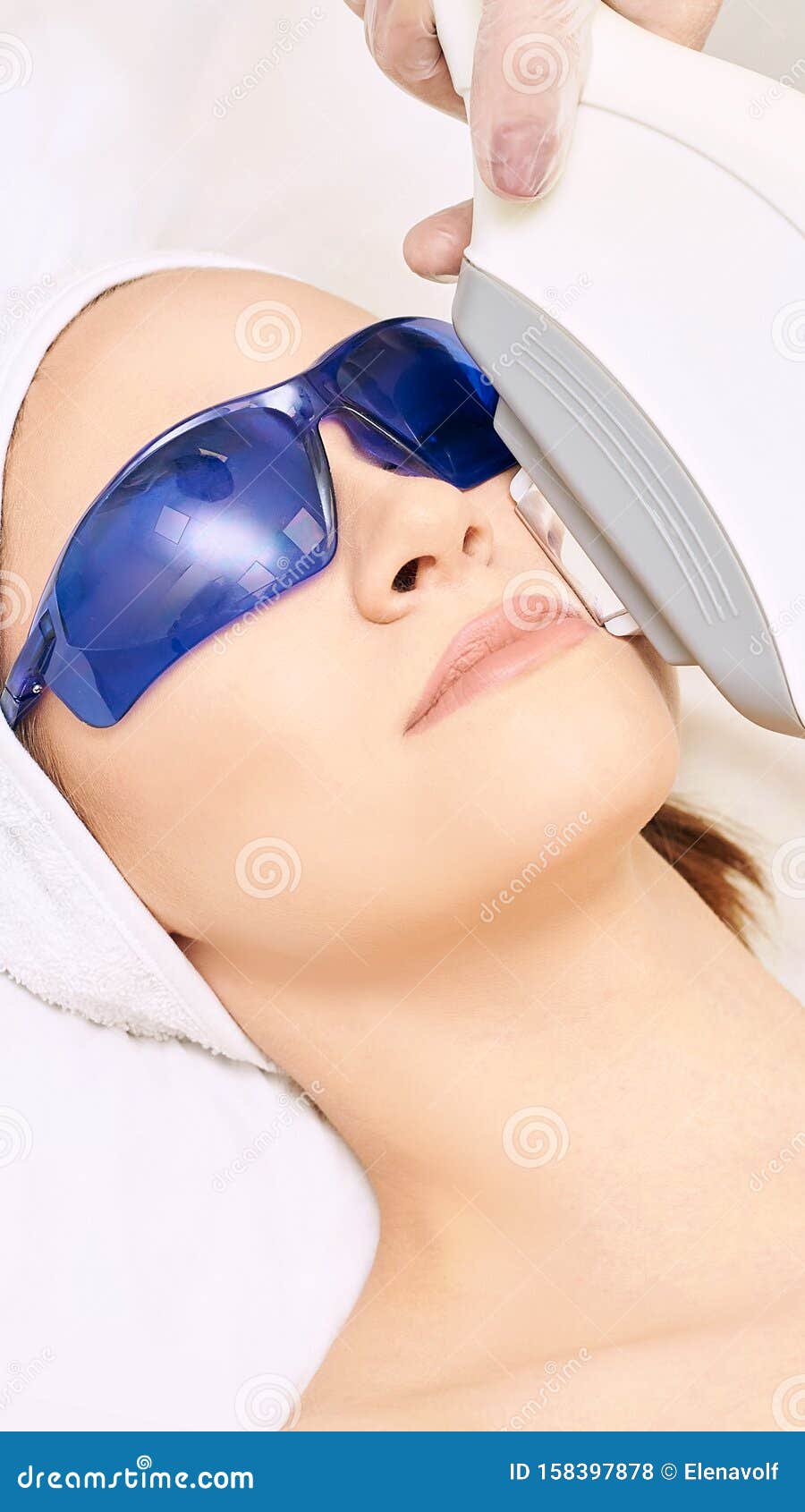 Laser Facial Hair Removal. Cosmetology Ipl Device. Woman Body in Clinic.  Medical Beauty Girl Stock Photo - Image of medical, intense: 158397878