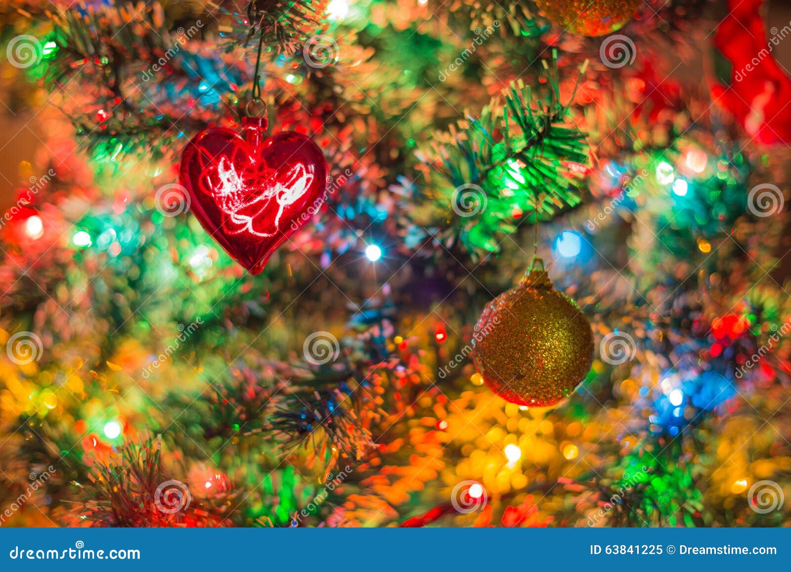 Laser Heart Light on a Christmas Tree Stock Image Image of heart