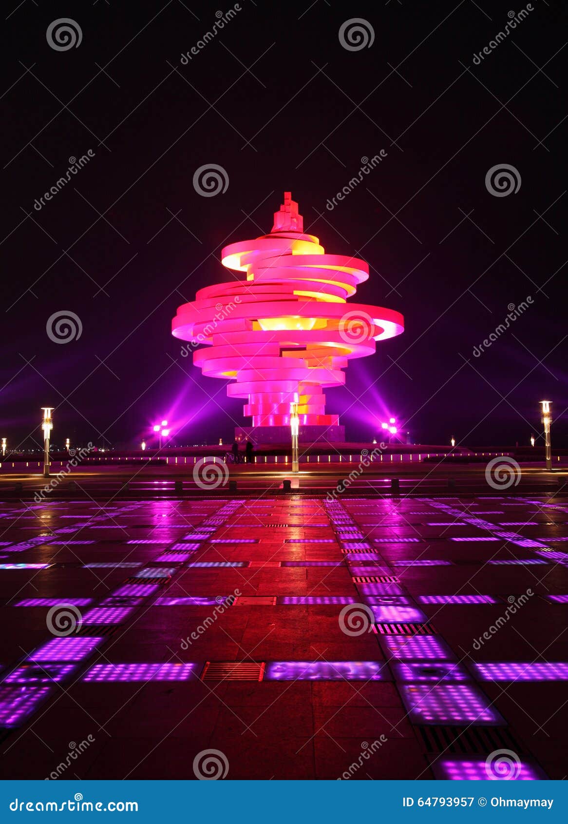 Laser Light Performance at Qingdao Market Square Editorial Photography