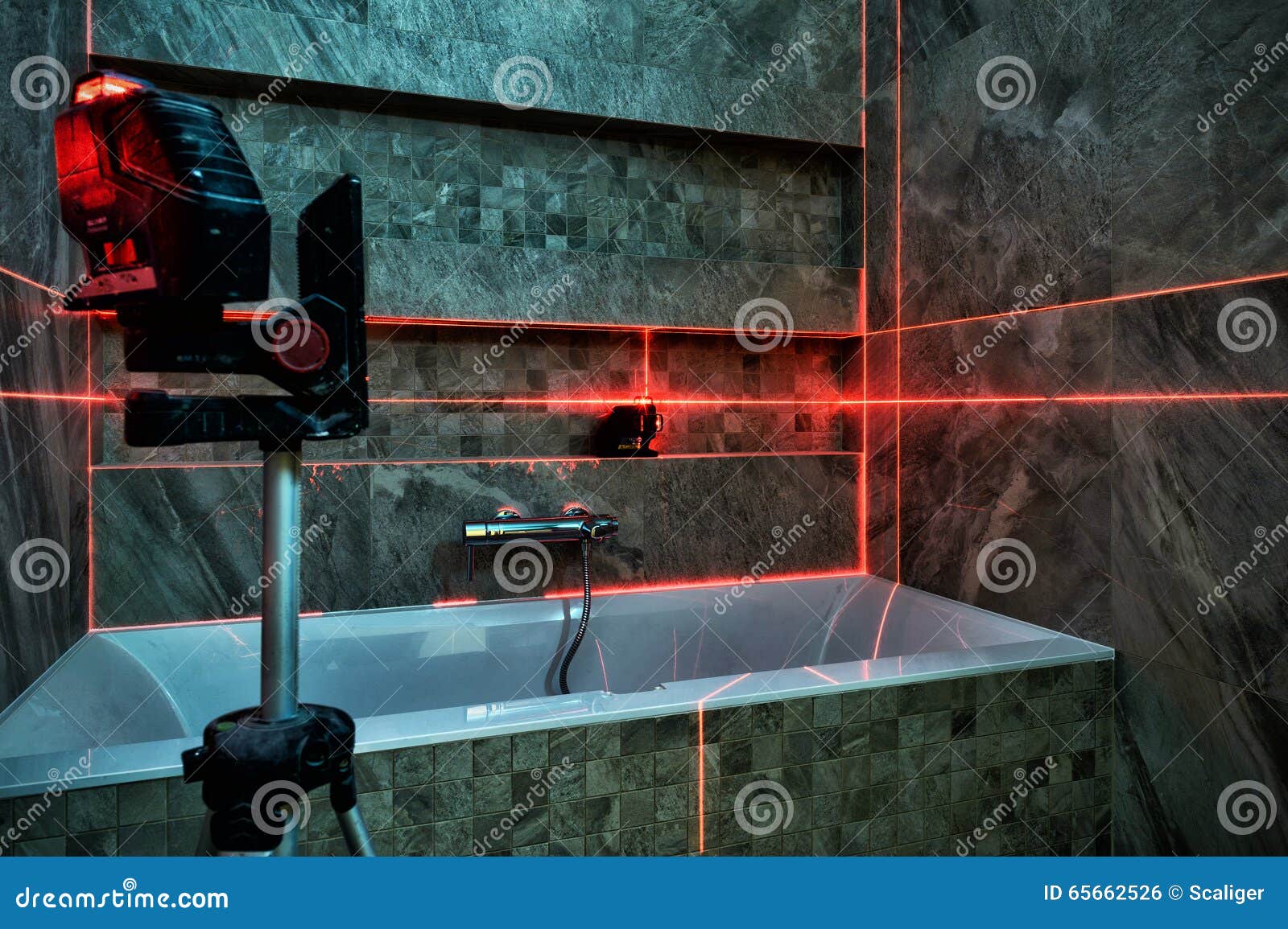 Laser Measurement during Renovation Stock - Image of tile, renovation: 65662526