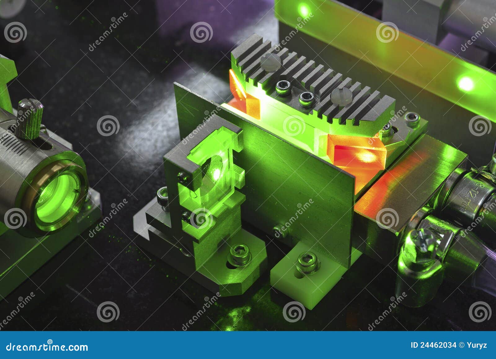 Laser in operation stock photo. Image of mount, laser 24462034