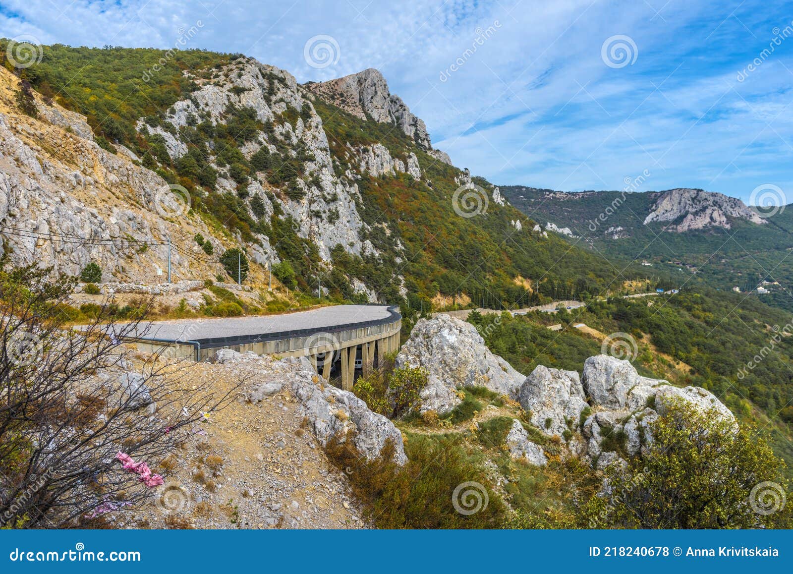 laspi mountain pass, view of tunnel and garin mikhailovsky cliff