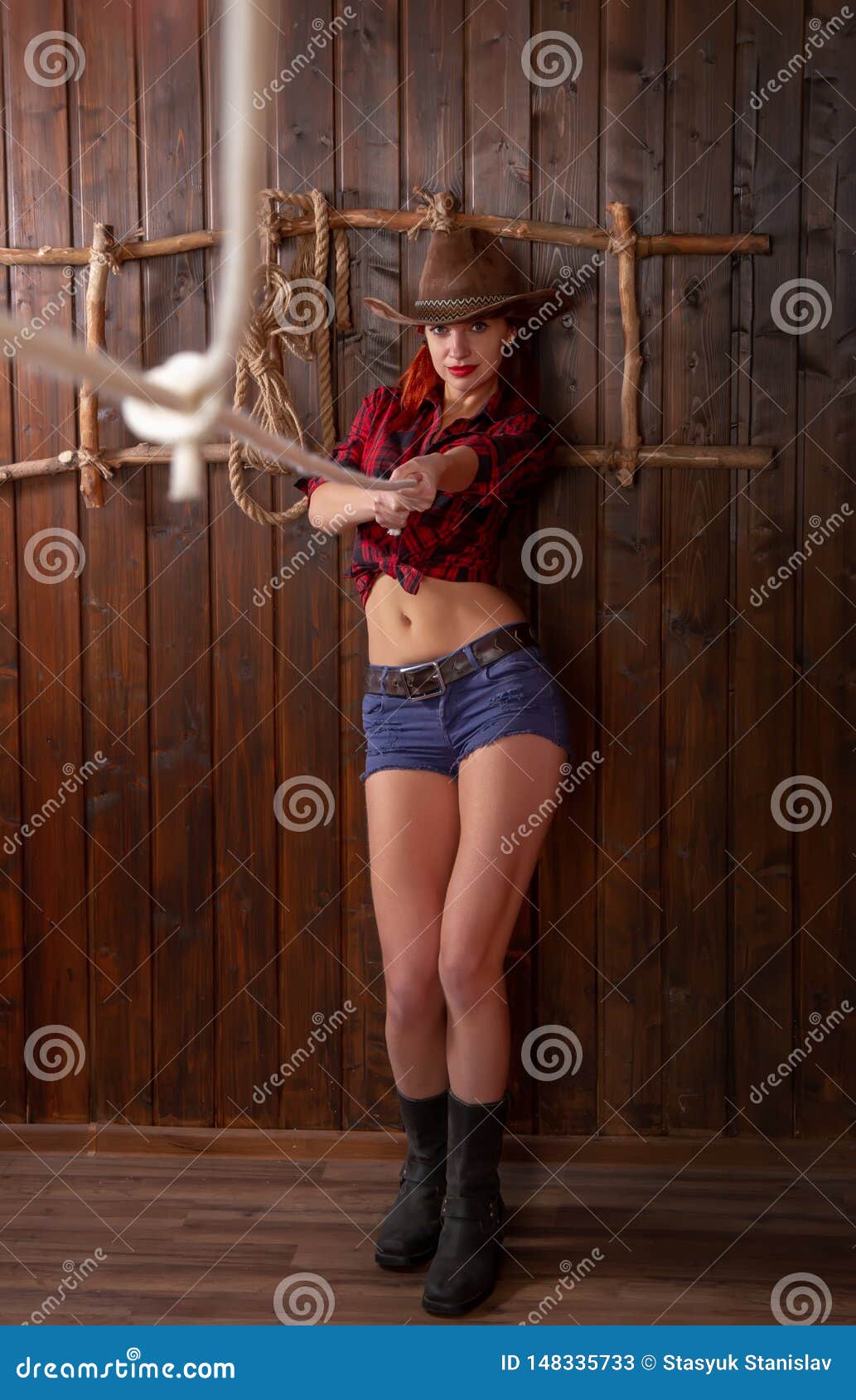 Lasso Cowboy Girl stock image. Image of 