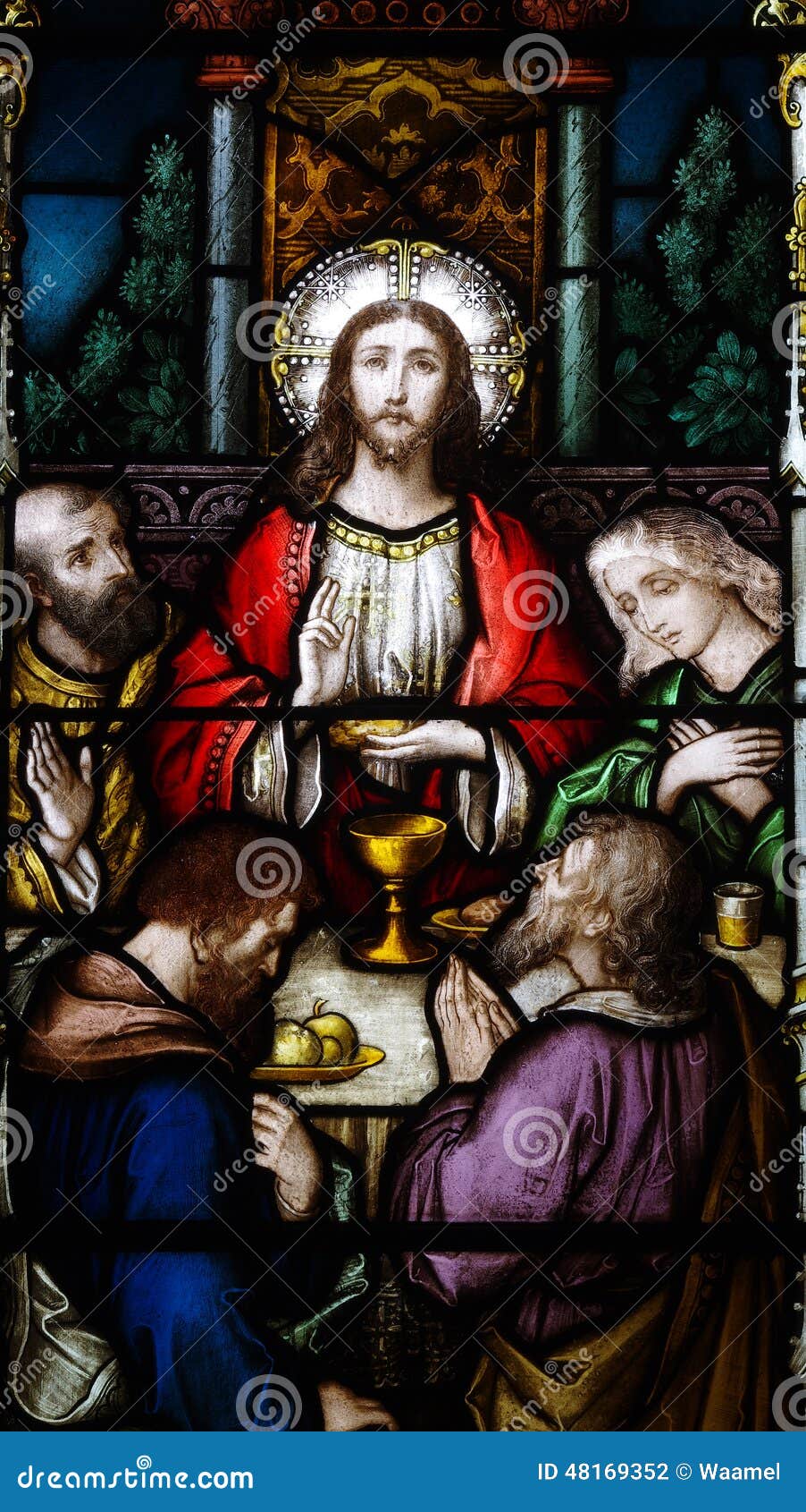 The Last Supper in Stained Glass Stock Photo - Image of gospels, bible ...