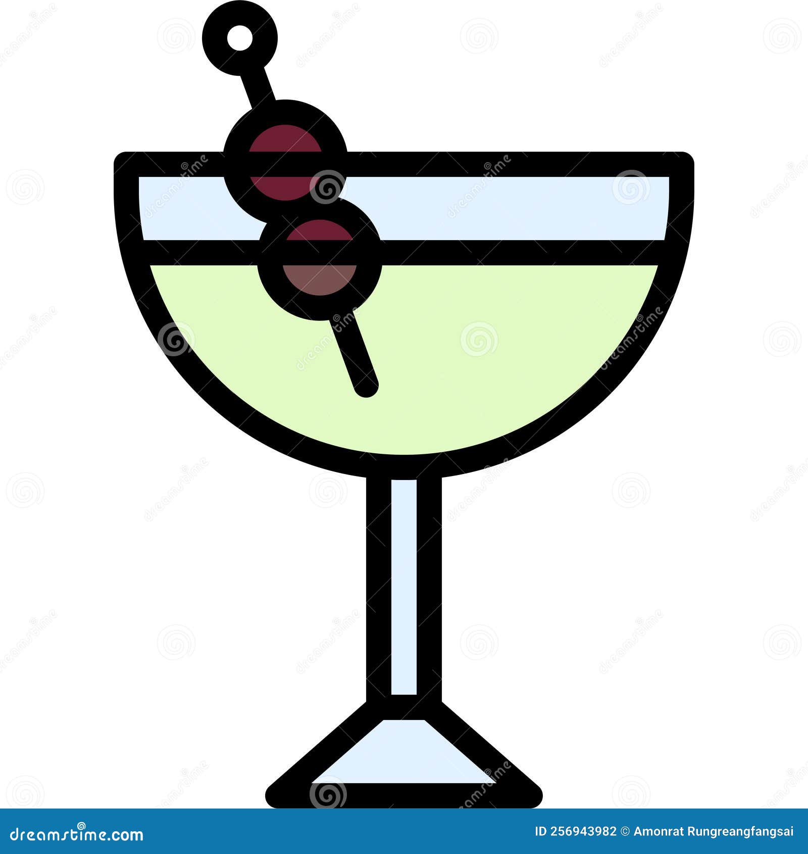 Last Word Cocktail Icon, Alcoholic Mixed Drink Vector Stock Vector
