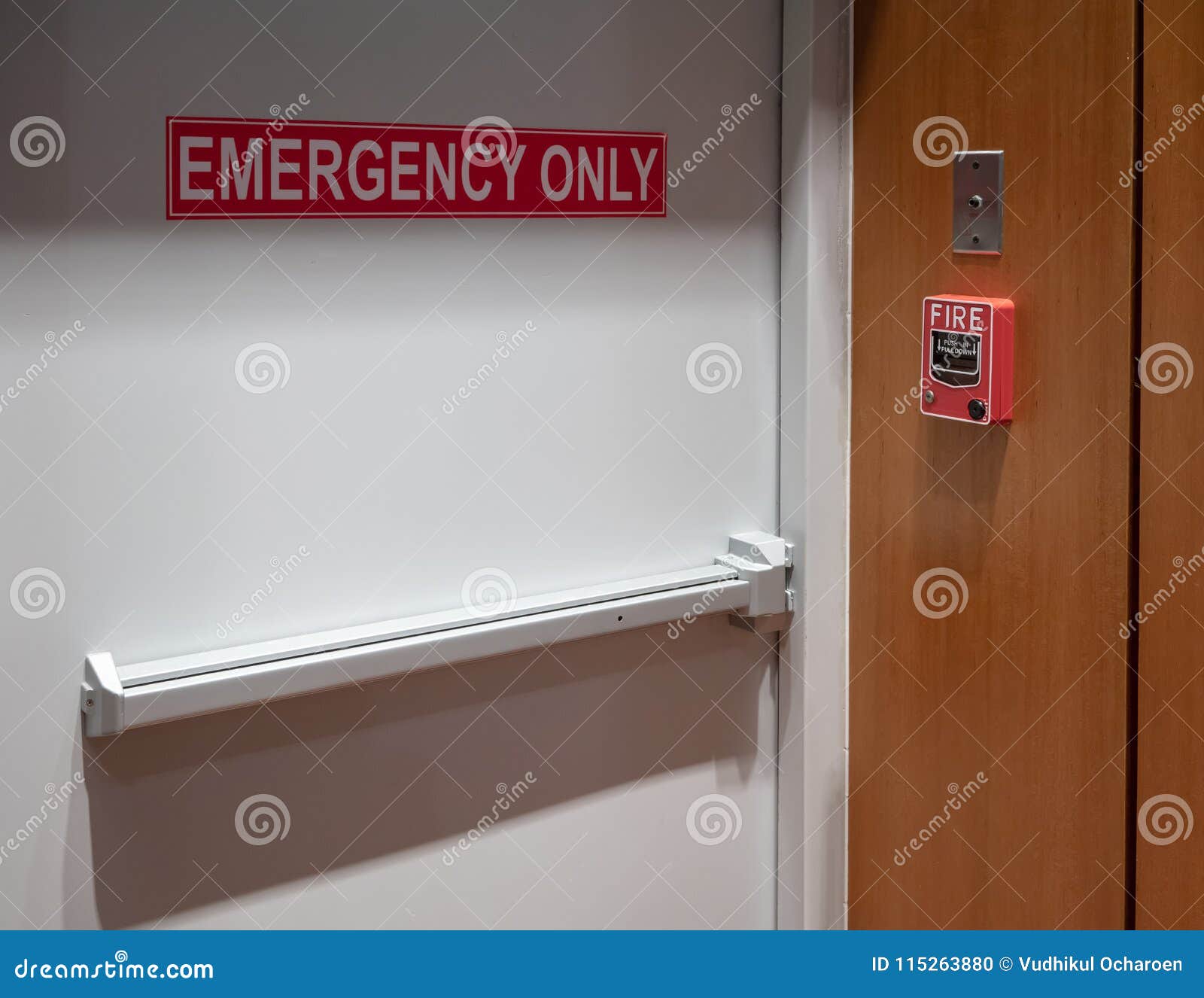 Latch And Door Handle Of Emergency Exit Push Bar And Rail