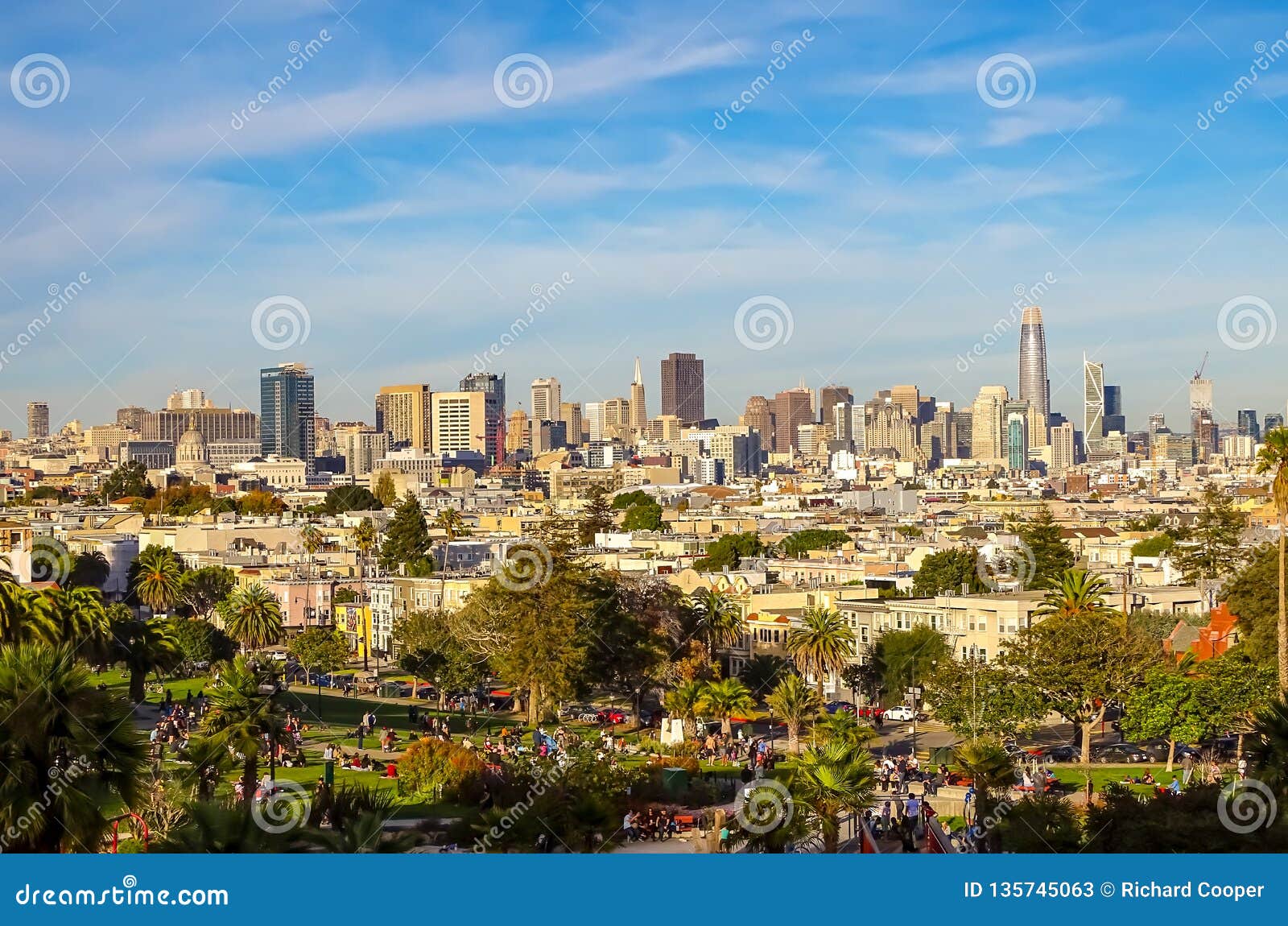 San Francisco Skyline Late Afternoon Sun. Stock Image - Image of late ...