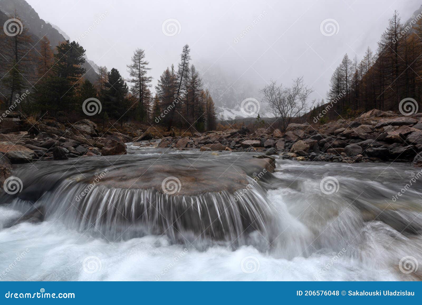 Late Fall In Alpine Camp Aktru Western Siberia Russia Valley Of The