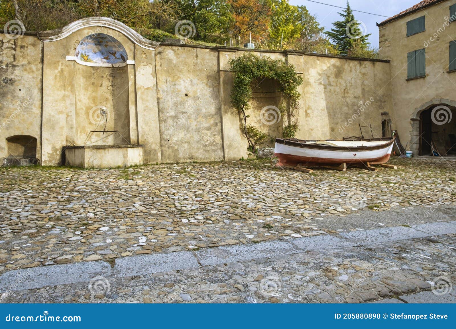 borgo adorno castle backyard. color image