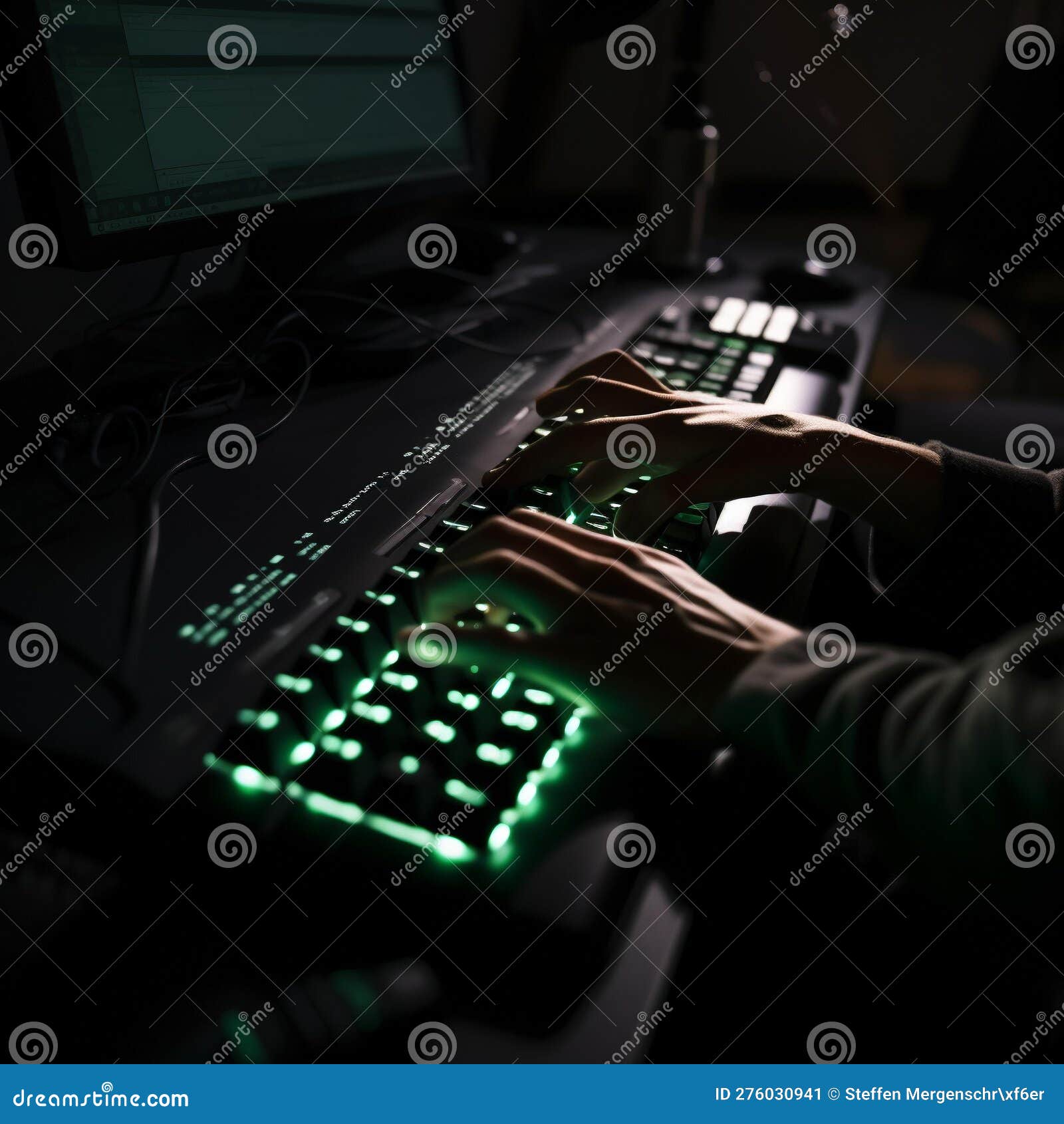 Late Night Coding Session: Programmer Typing on Keyboard Stock ...