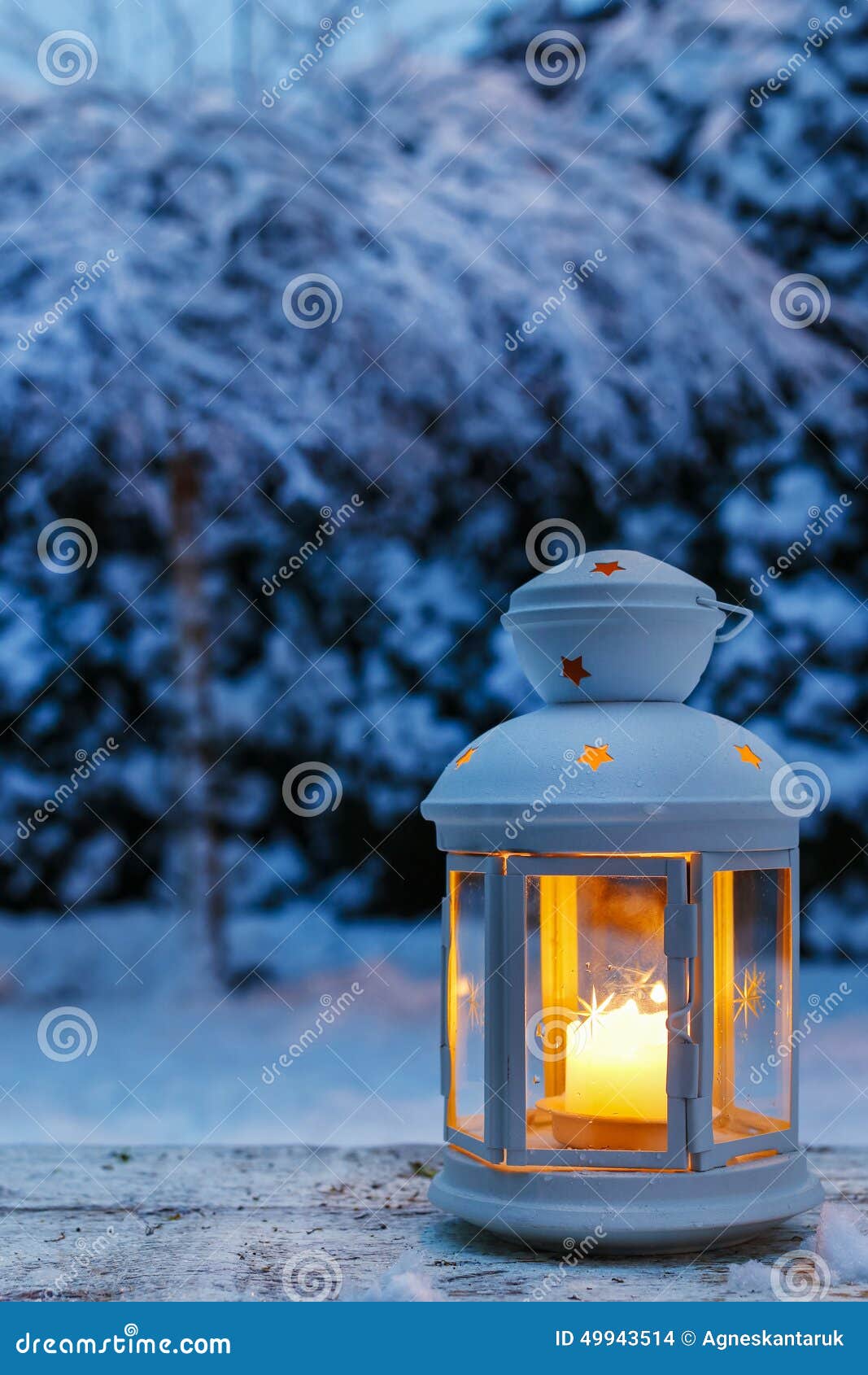 Laterne Im Garten Winterabend Stockfoto Bild Von Garten Winterabend
