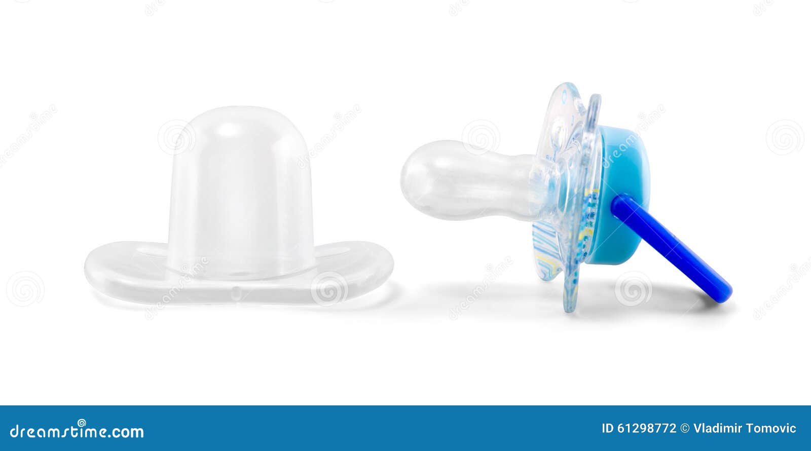 Latex Pacifier with Transparent Protective Plastic Cap Isolated on White with Path Stock Photo