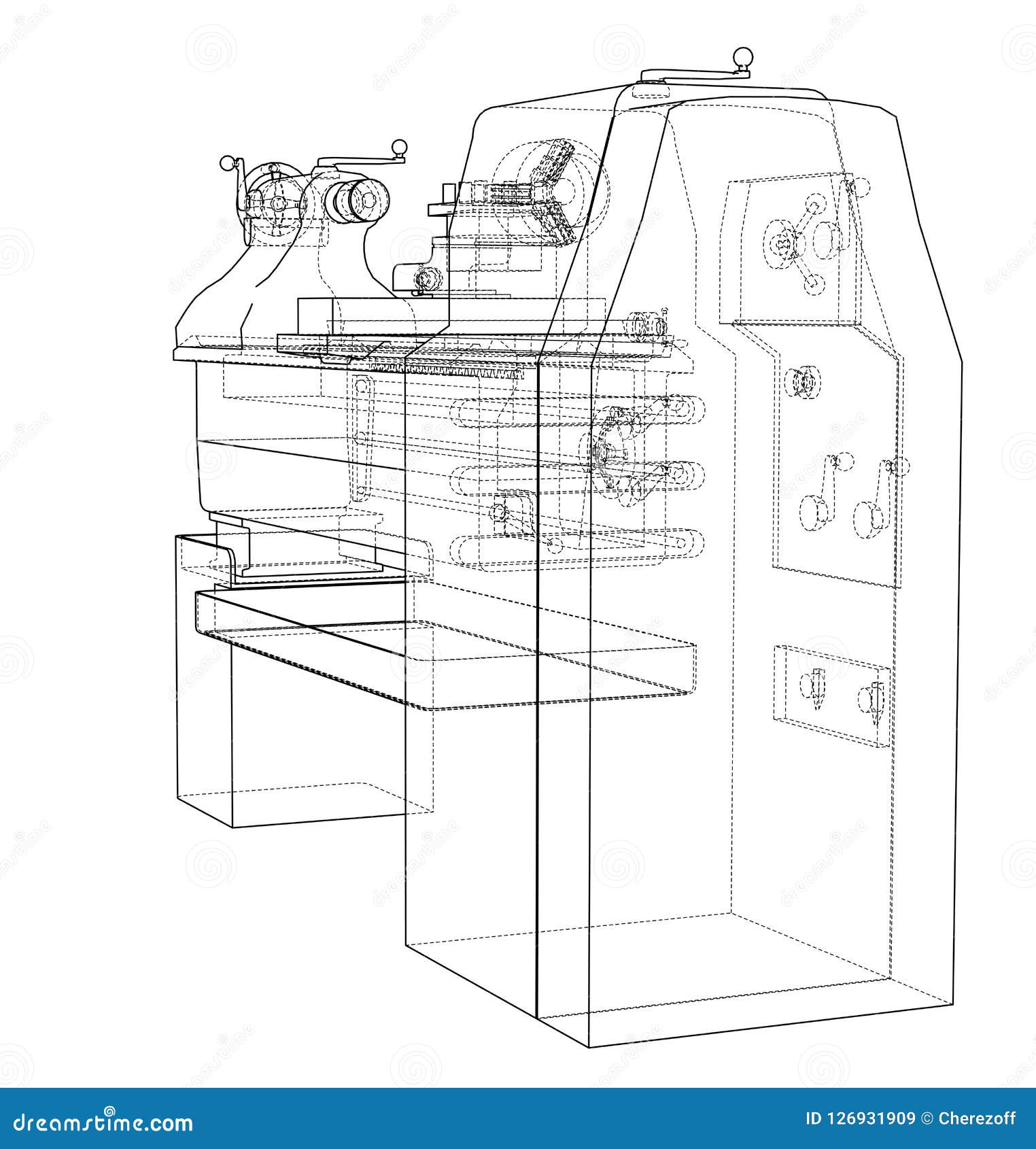 Lathe Concept. Vector Rendering of 3d Stock Vector Illustration of