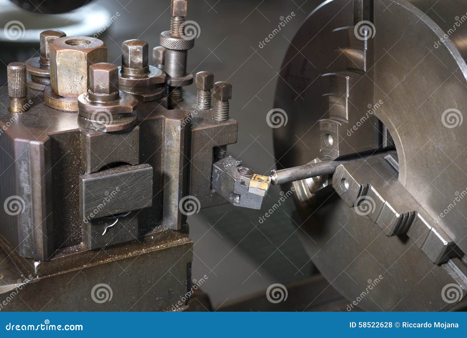 Lathe drilling stock photo. Image of steel, macro, engineering 58522628