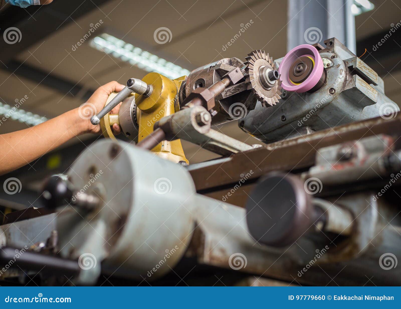 Lathe Machine in a Part of the Lathe. Stock Photo Image of