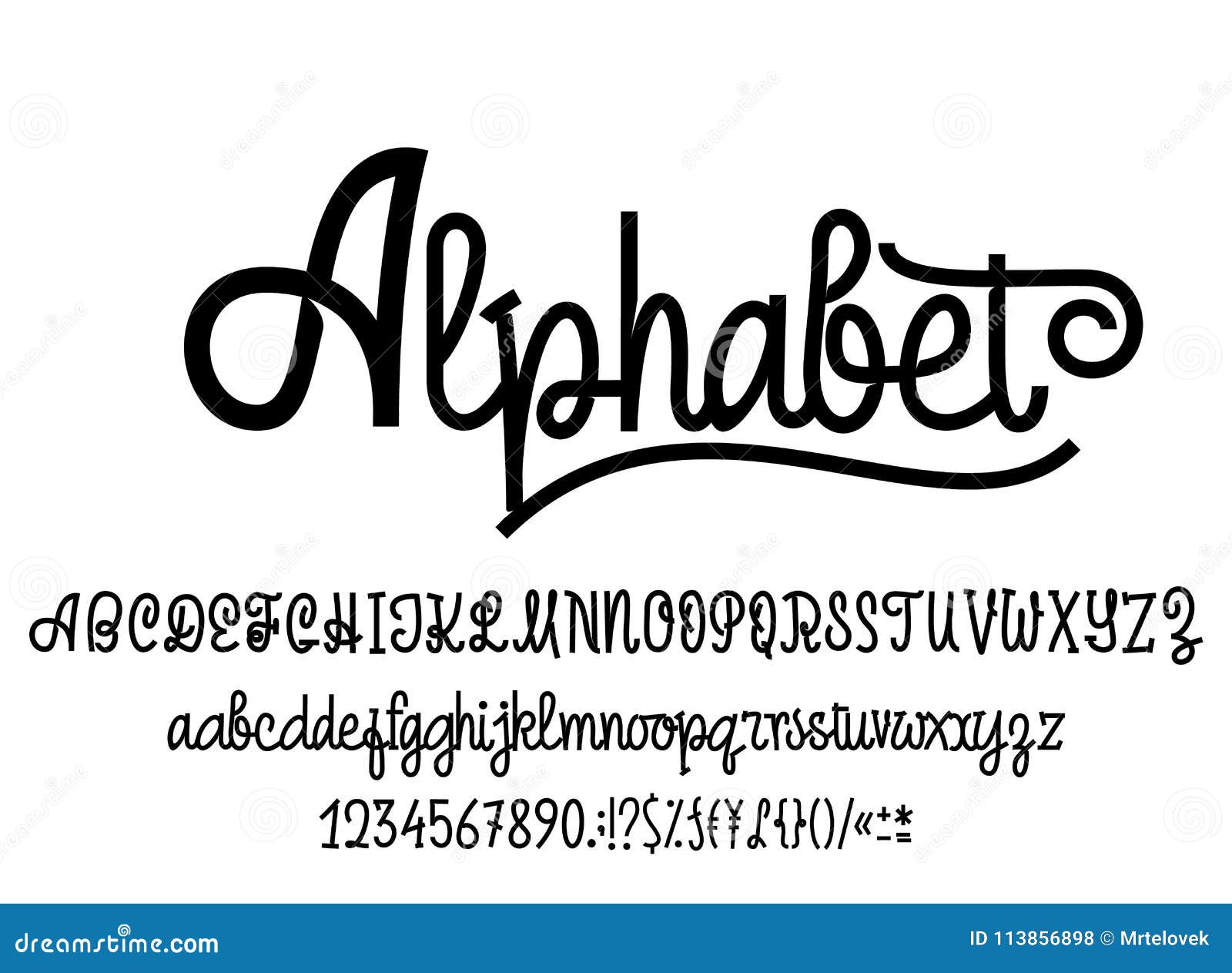 Latin Alphabet. Font Handwriting with Upper and Lowercase Characters ...