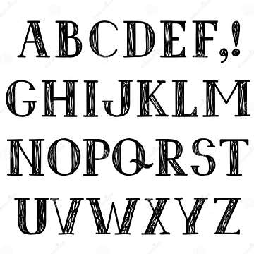 Latin Alphabet. Grunge Line Decorative Font. Hipsters Sketching Font ...