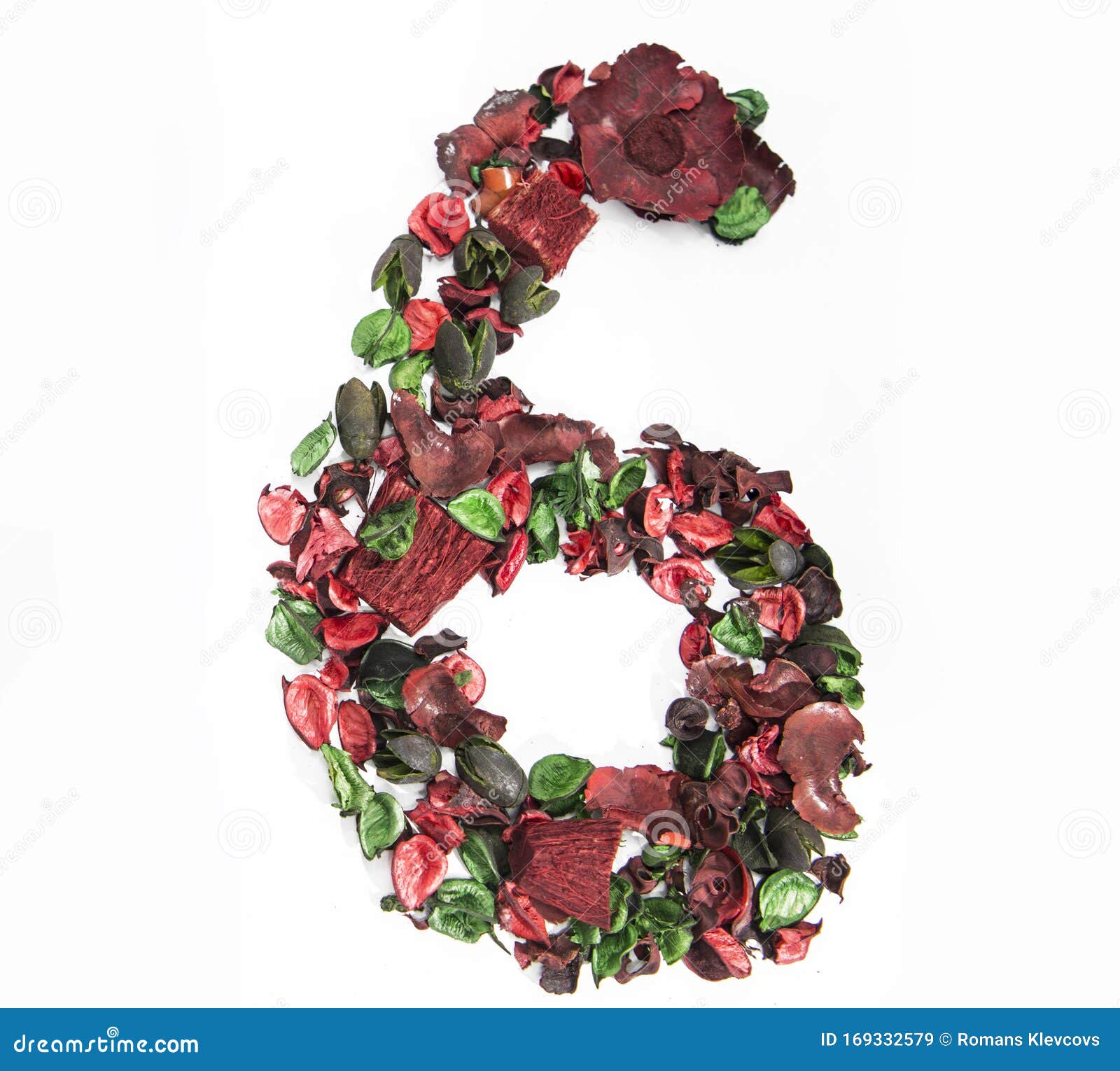 Latin Alphabet Number Made From Dry Rose Flowers Stock Illustration