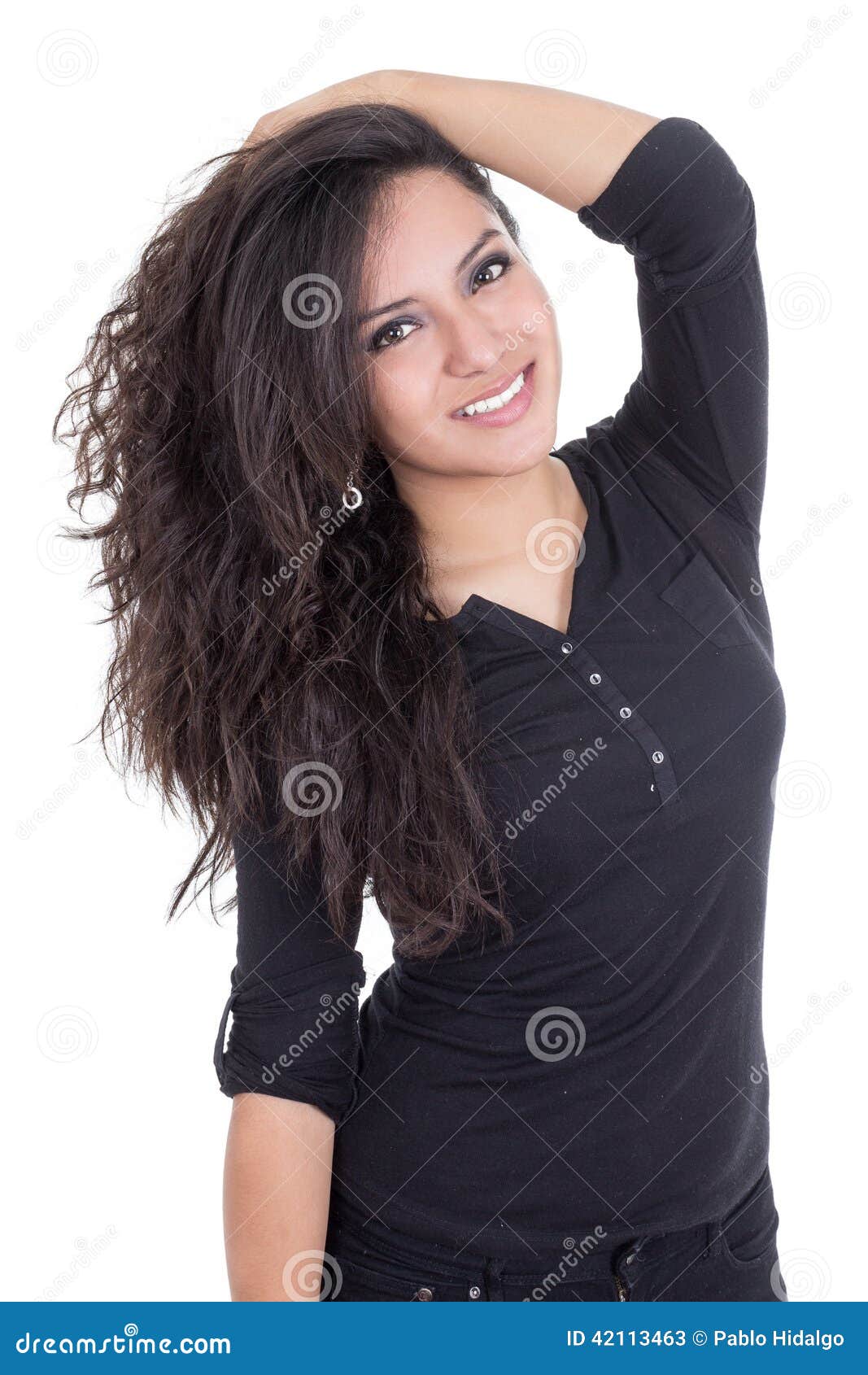 Latin Girl Posing with Brown Hair on One Side Stock Image - Image of  looking, hair: 42113463