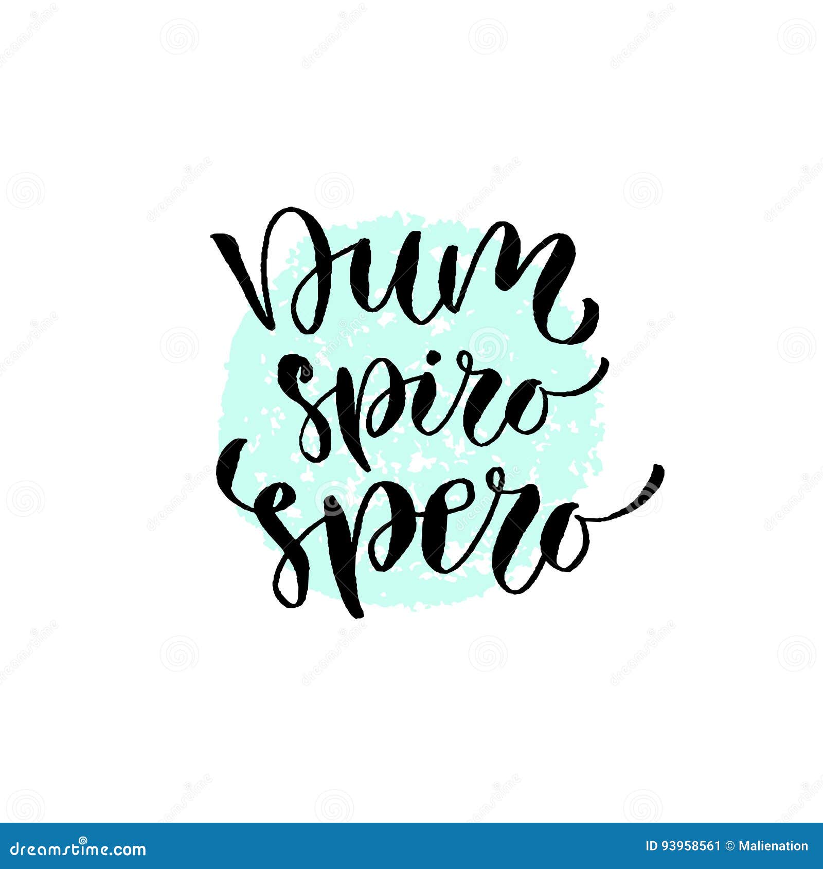 latin  phrase - dum spiro spero. modern calligraphic print. handwritten quote for cards, poster or t-shirt.