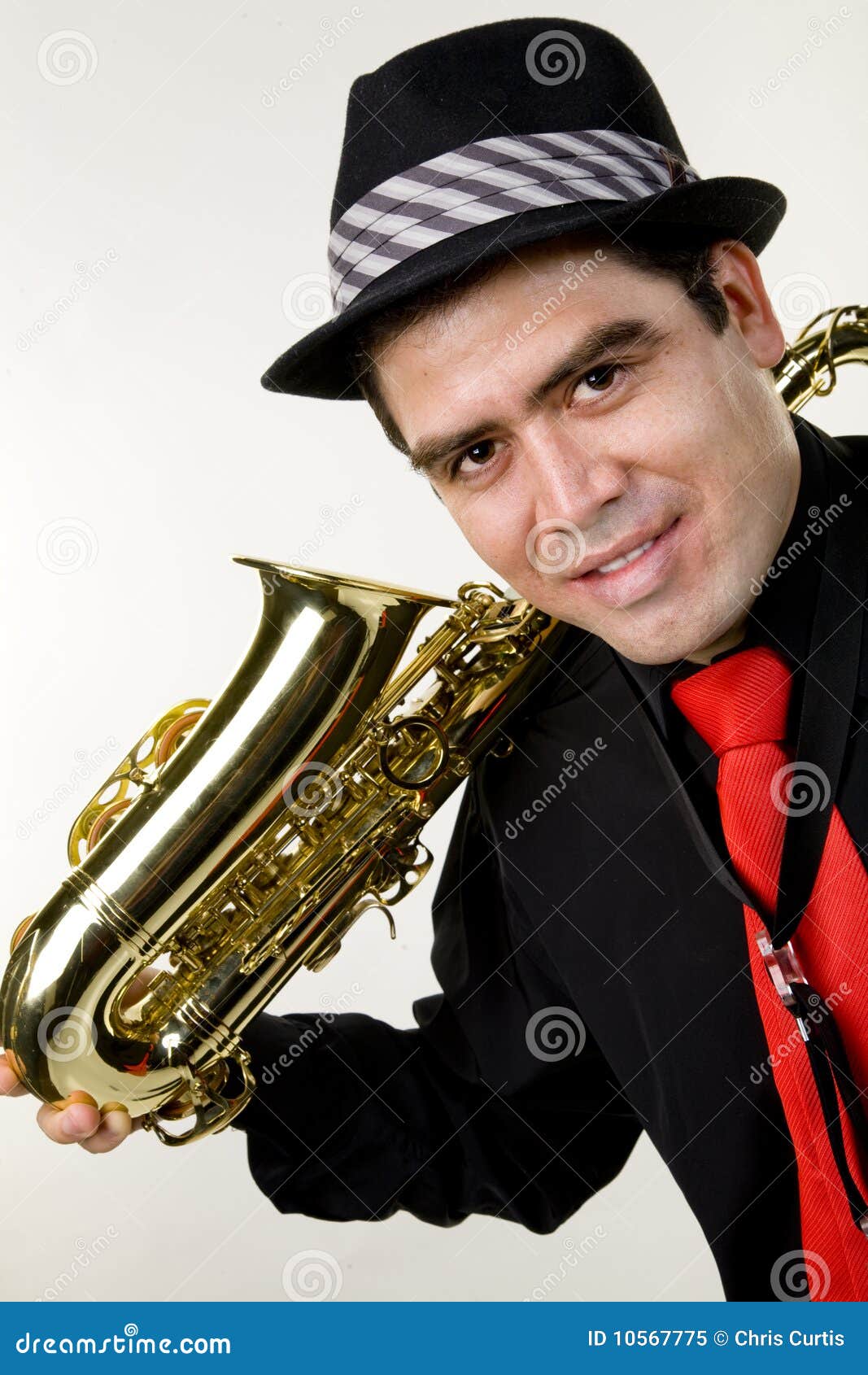 Latino Saxophone Player Isolated On White Royalty Free Stock Photo Image 10567775