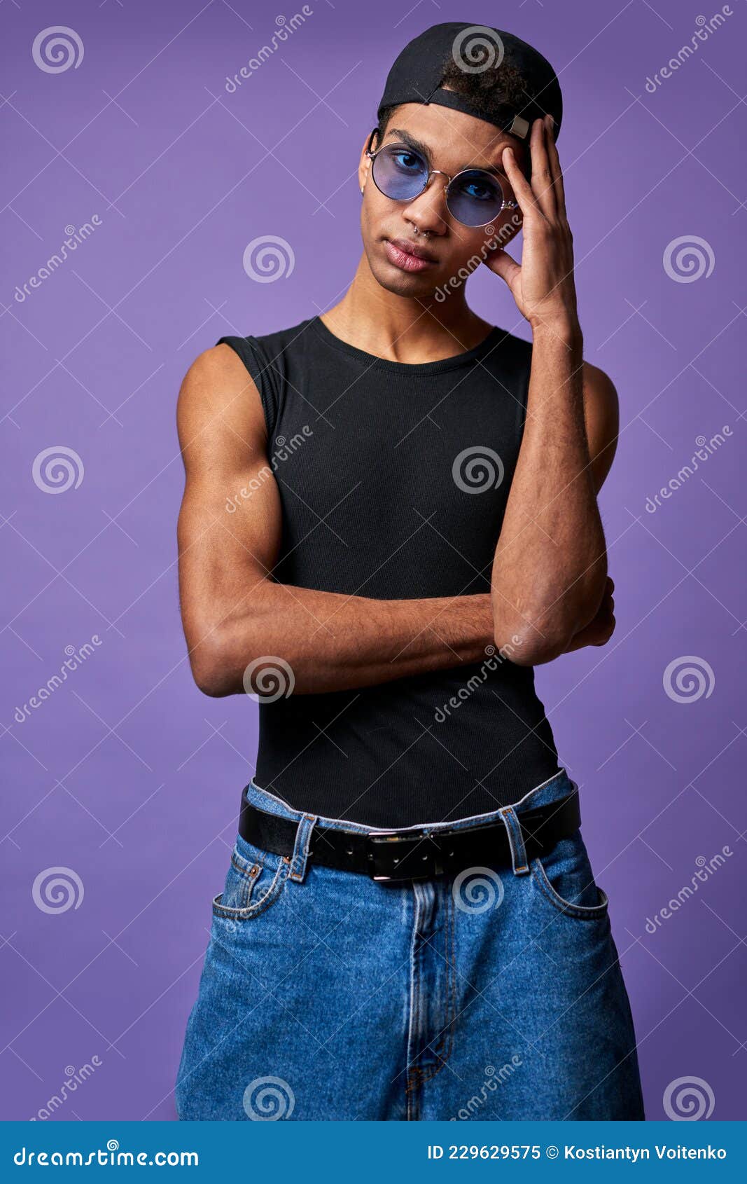 Latino Transgender Model Looking Camera in Casual Dress Close Up Portrait.  Young Fit Man in Black Cap Stock Image - Image of shot, people: 229629575