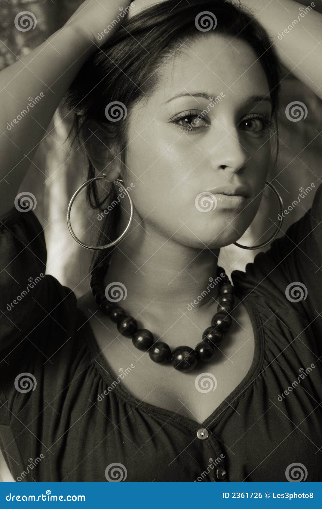 Latino Woman Has Hoop Earings Stock Photo Image of earrings