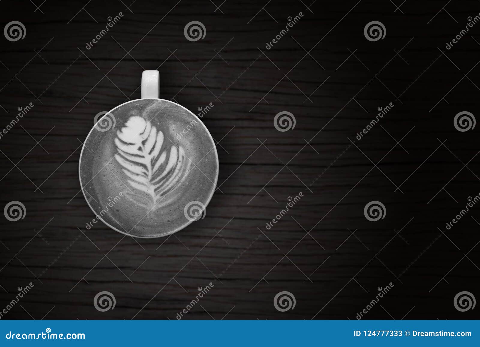 Latte Art in Black and White. Stock Image - Image of cappuccino, cafe
