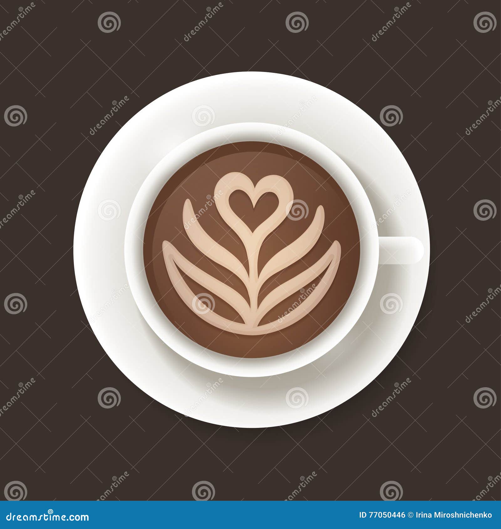 Latte art coffee cup stock vector. Illustration of drink - 77050446