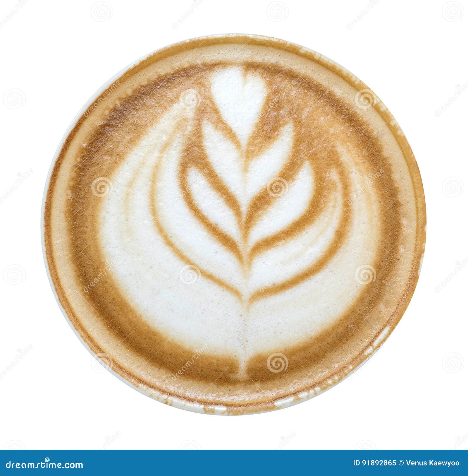 Latte Art Coffee Foam Flower Shape Top View on White Background Stock Image  - Image of capuchino, design: 91892865