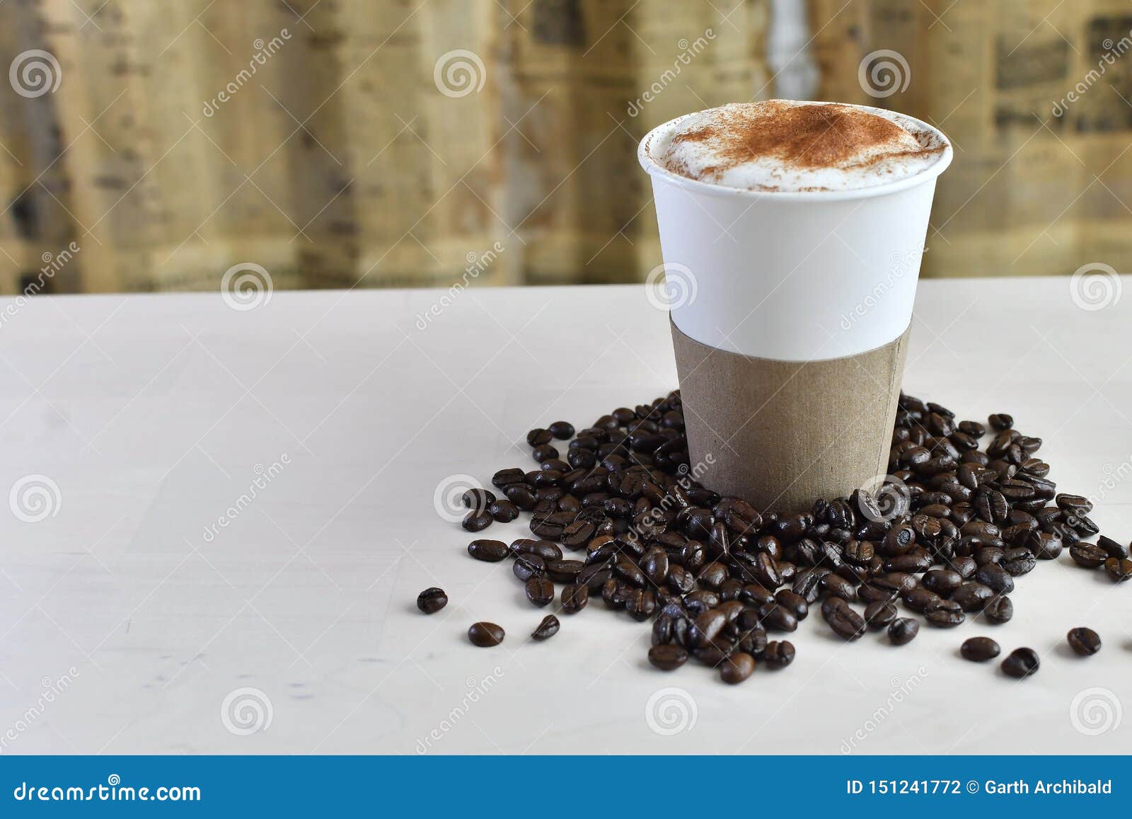 Latte with Coffee Beans 2 stock photo. Image of coffee 151241772
