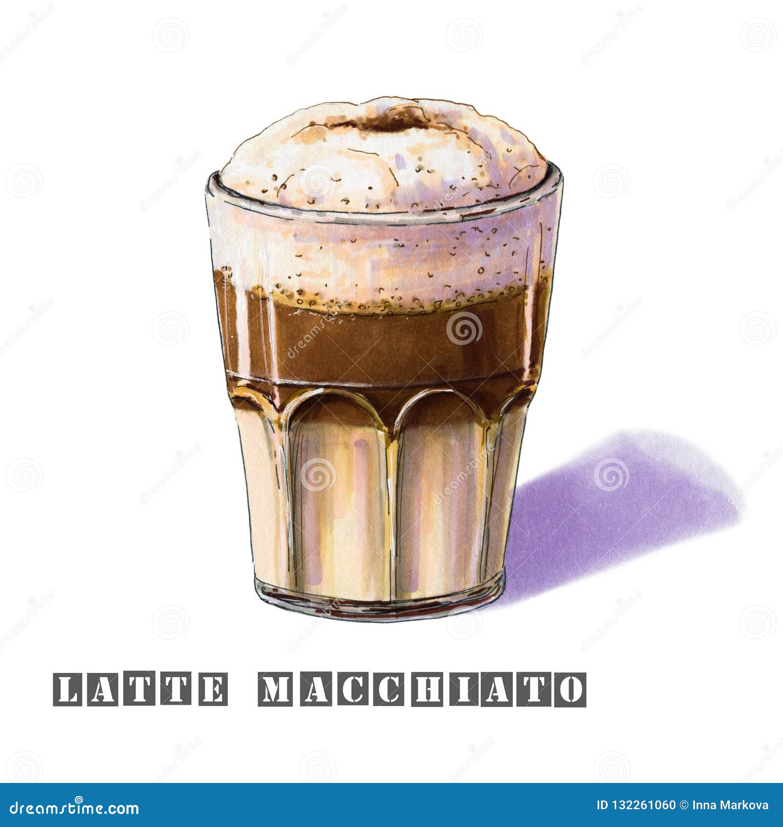 Latte Macchiato Illustration In A Glass Beaker Stock Illustration Illustration Of Drink Cafeteria