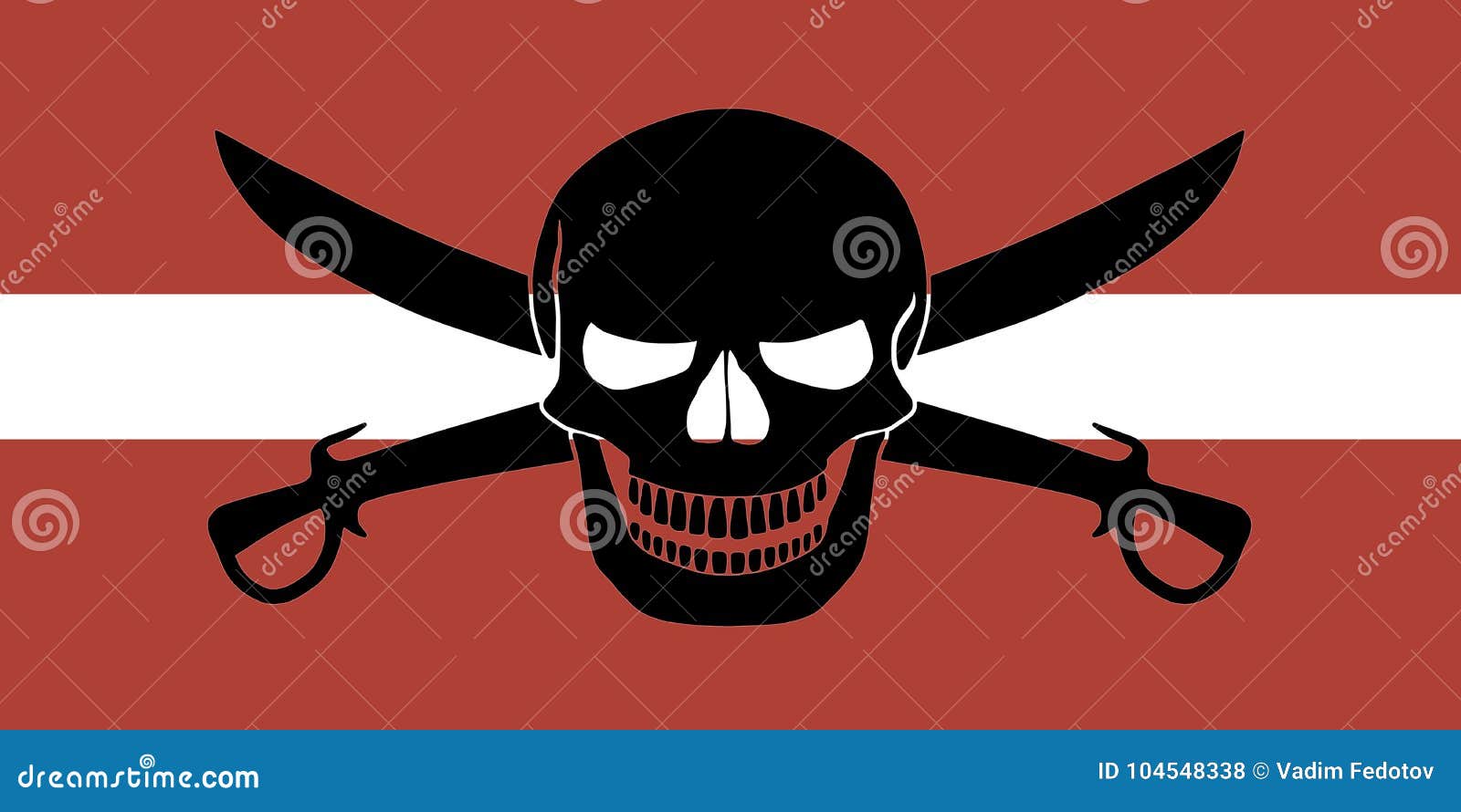 pirate flag combined with latvian flag