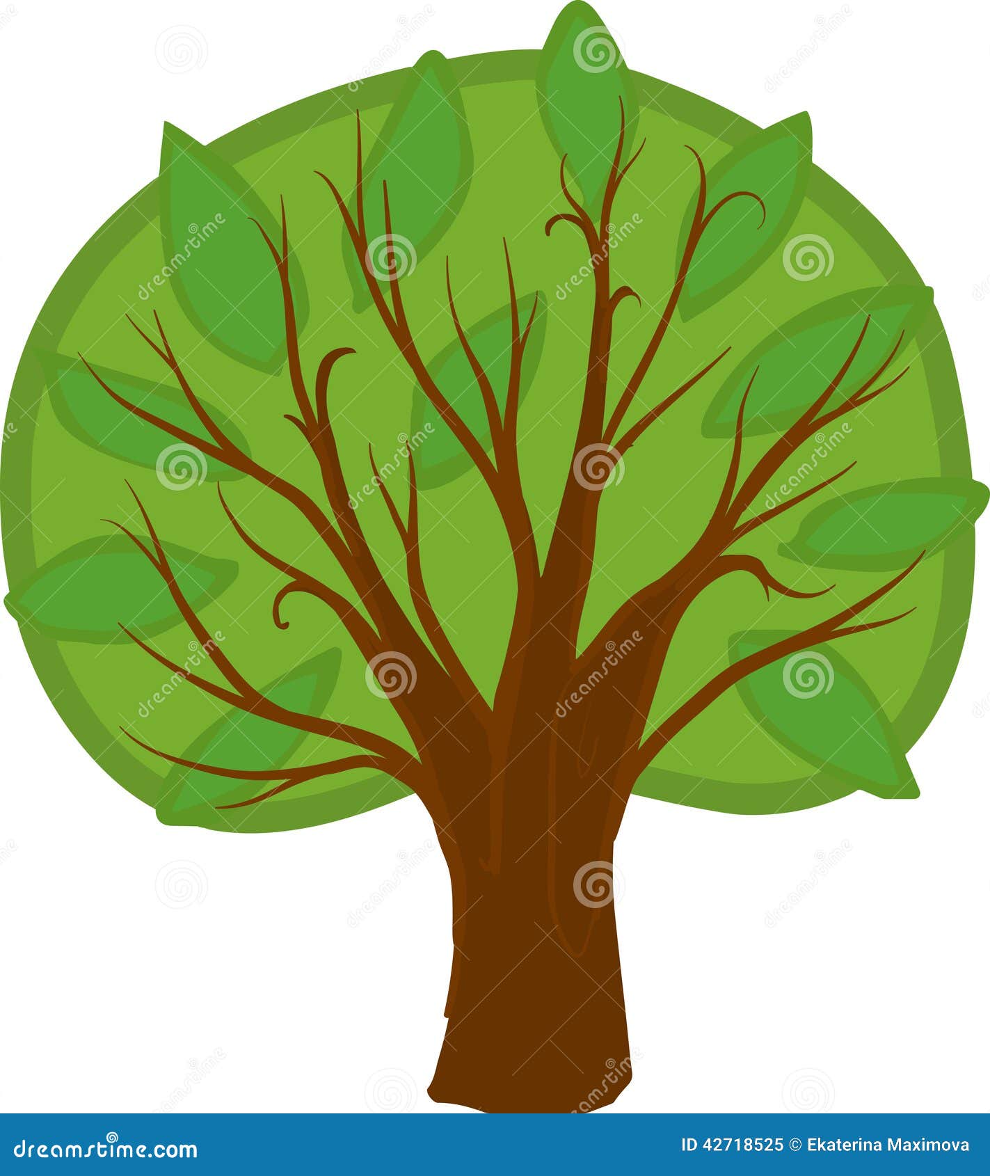 Laubbaum Der Karikatur Getrennt Stock Abbildung