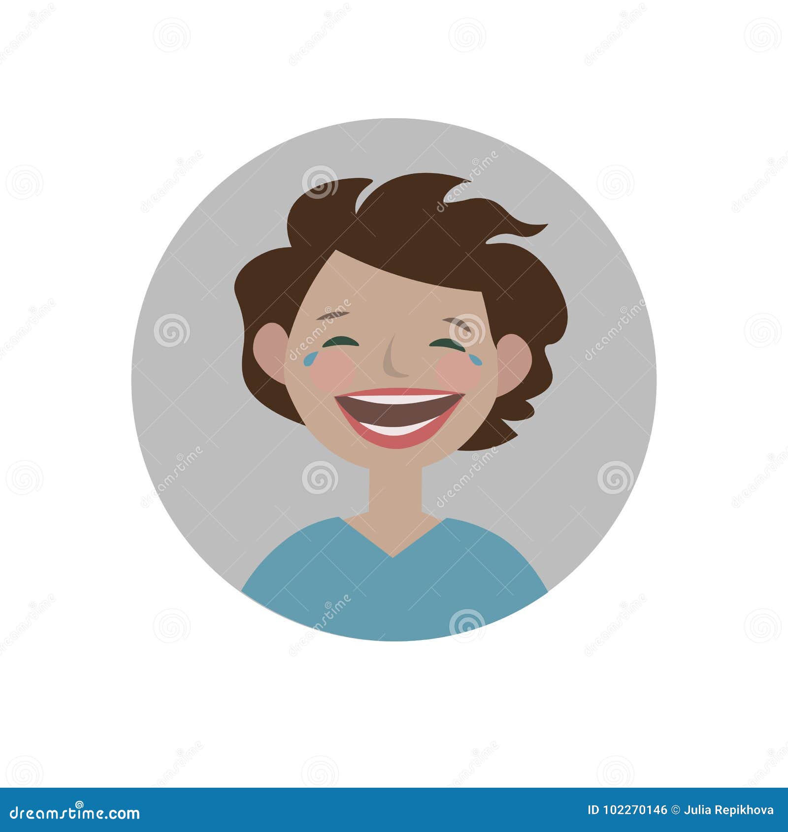 Laughing Emoticon. Burst Out Laughing Expression Icon Stock Vector