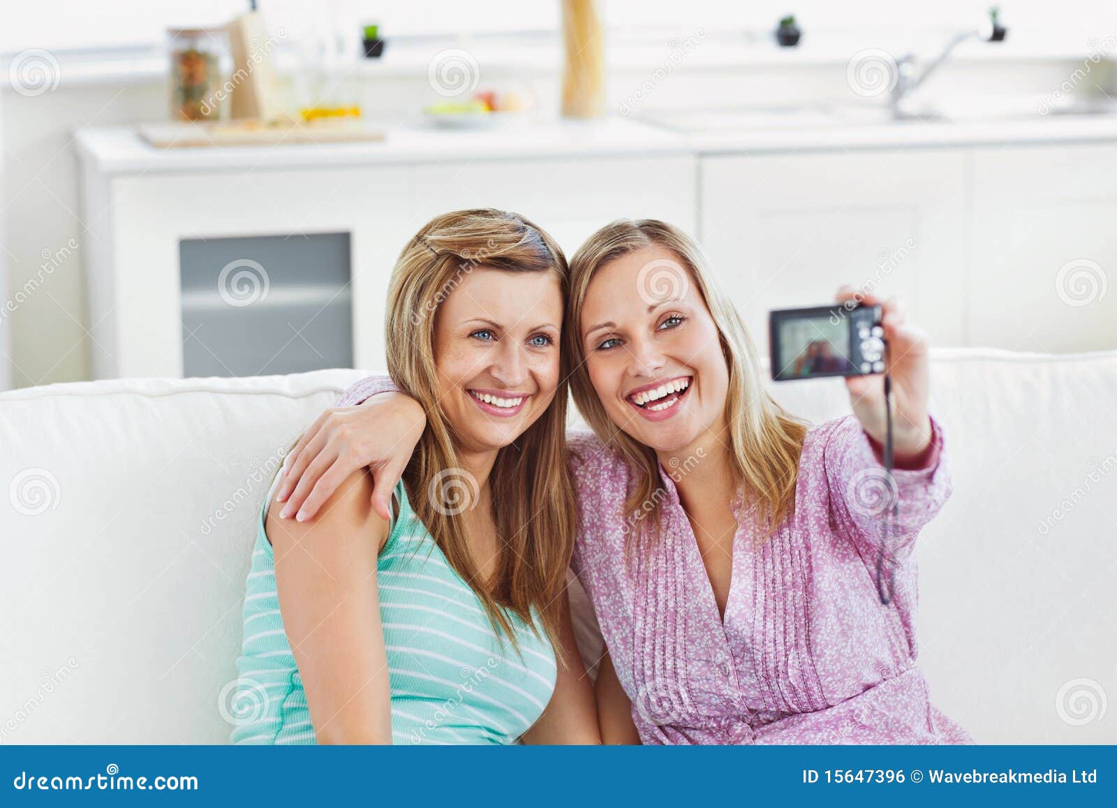 Laughing Female Women Doing Pictures Of Themselves Stock Photo - Image ...