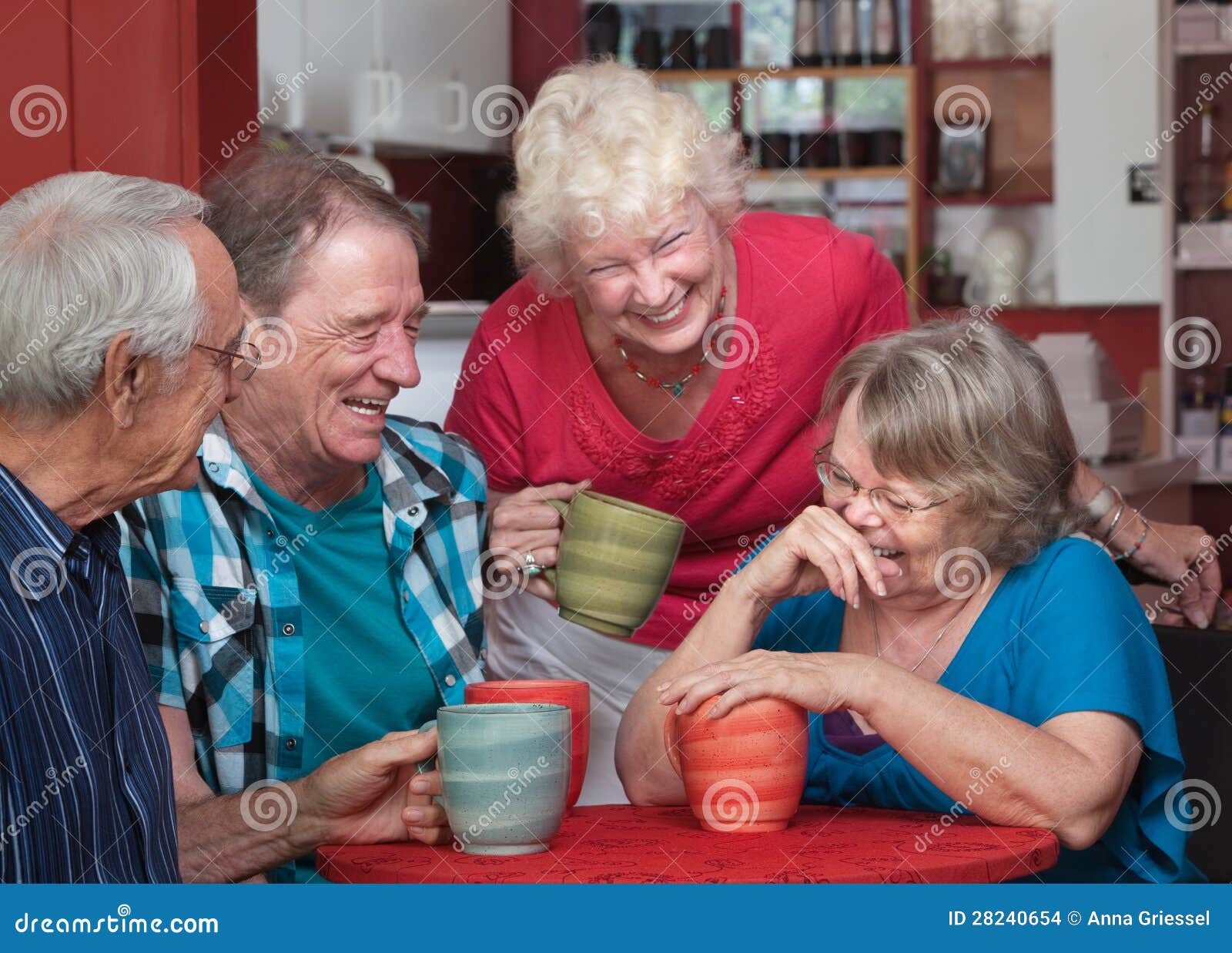 Laughing Friends in Coffeehouse Stock Photo Image of cute, adult