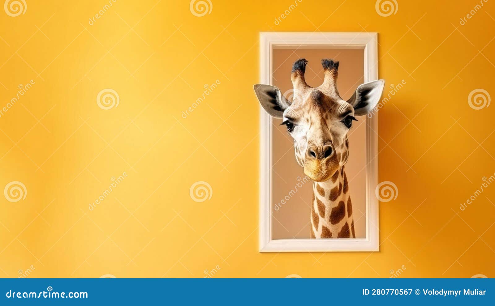 A Laughing Giraffe Peers Into A House Window, The Concept Of Curiosity