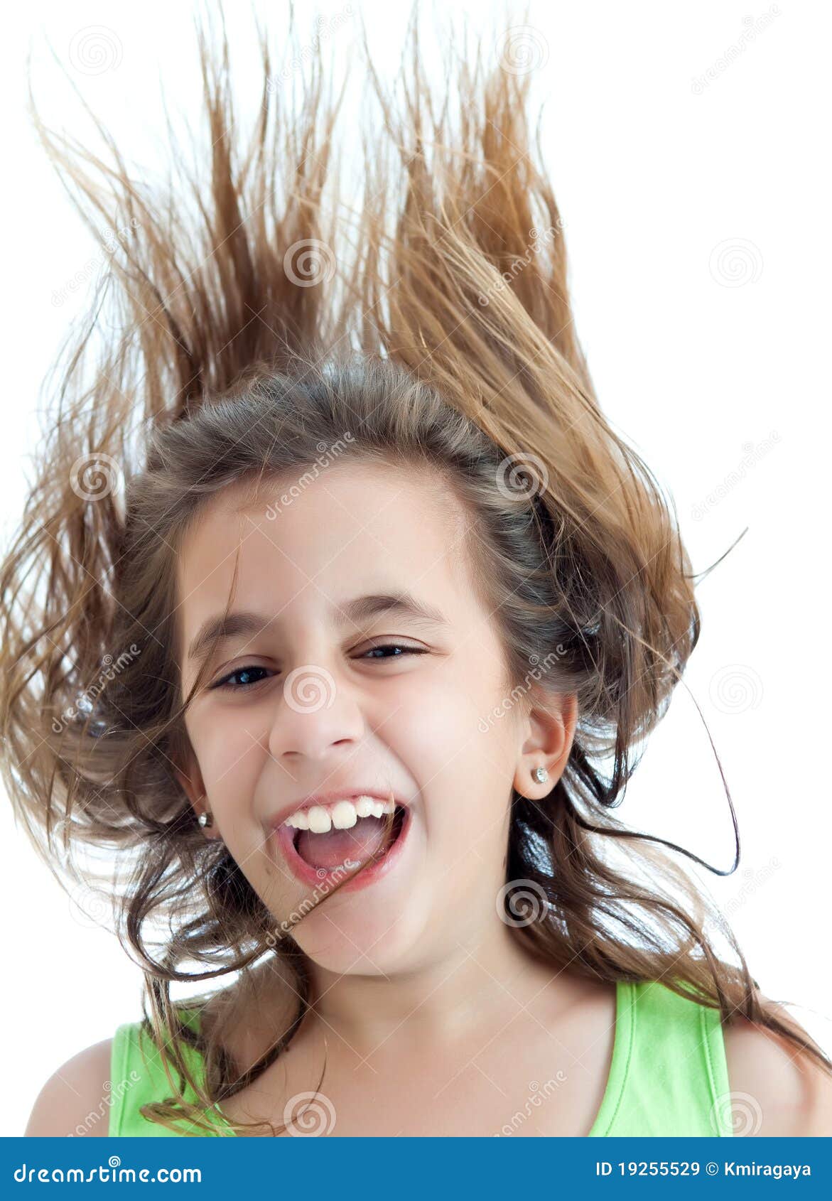 Laughing Girl with Floating Hair Isolated on White Stock Image Image of beauty, head 19255529