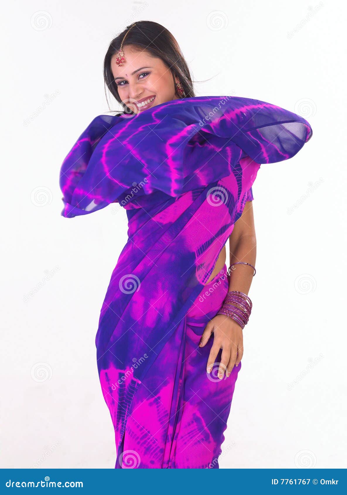 Laughing Indian Girl With Sari Royalty Free Stock 