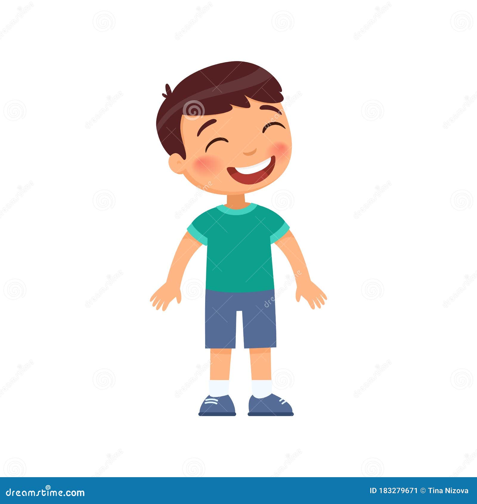 Laughing Little Boy Flat Vector Illustration. Cheerful Child with a Smile  on Face Standing Alone Cartoon Character Stock Vector - Illustration of  element, graphic: 183279671