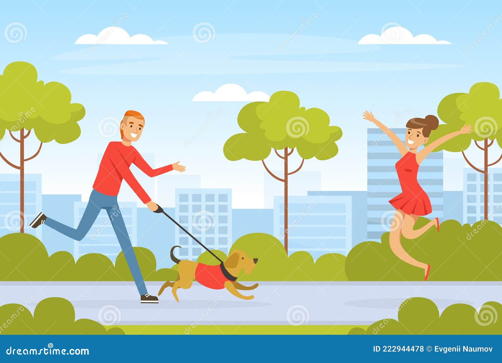 Laughing Man Pet Owner Running with His Dog Meeting His Girlfriend Vector Illustration Stock Vector - Illustration of doggy, together: 222944478 Laughing Man Pet Owner Running with His Dog Meeting His Girlfriend Vector Illustration Stock Vector - Illustration of doggy, together: 222944478
